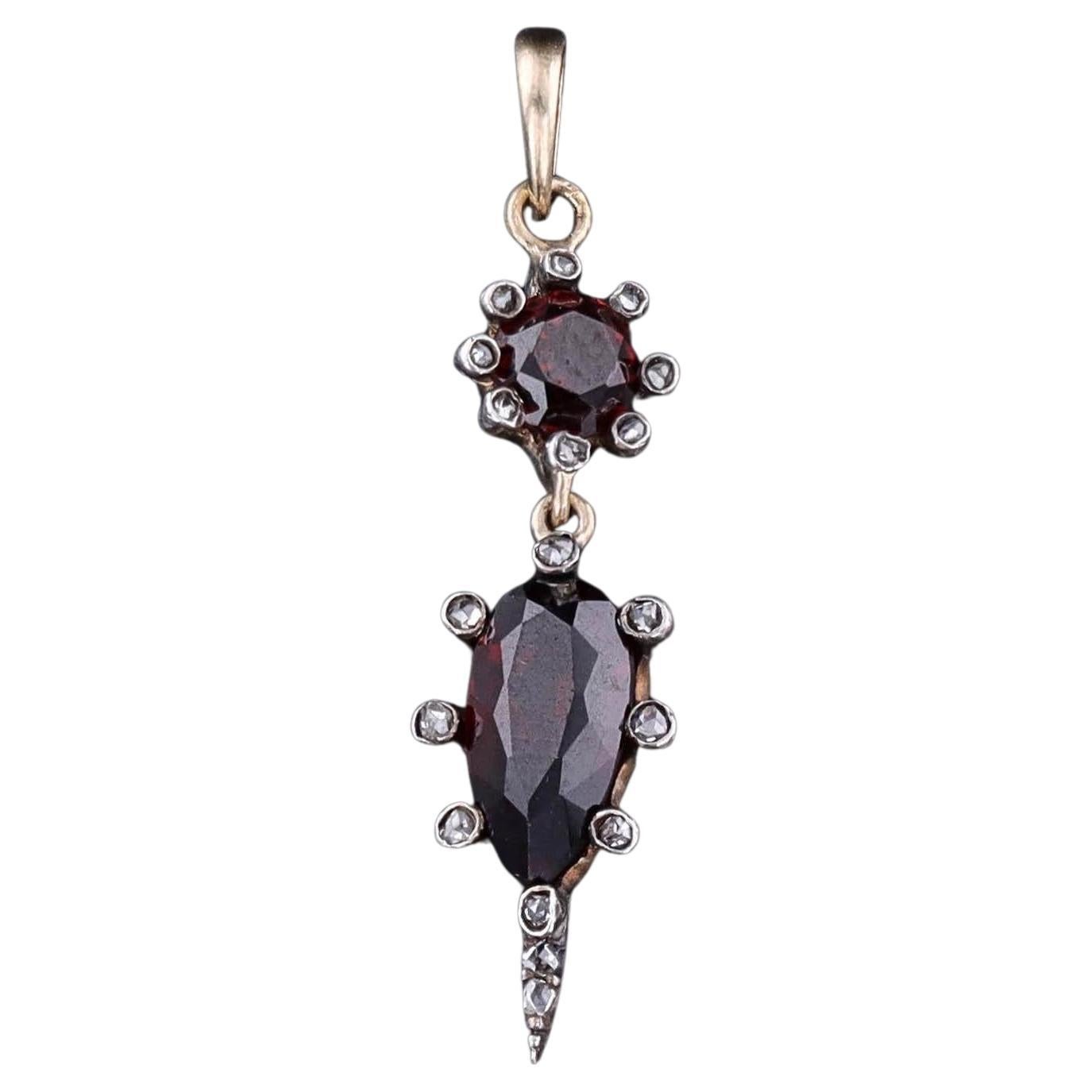 Pendentif antique en grenat et diamant