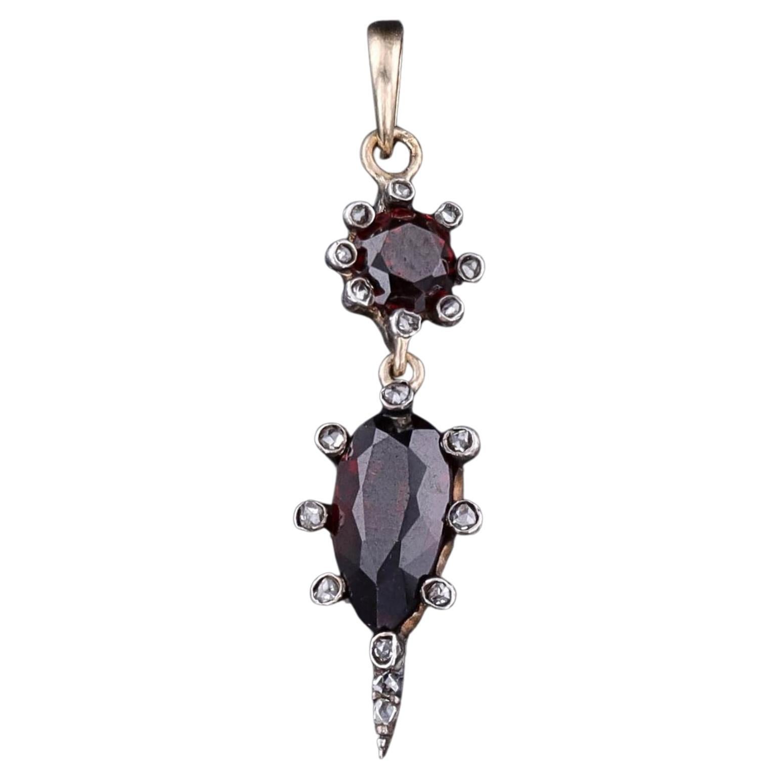 Pendentif antique en grenat et diamant