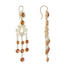 Antique Garnet and Enamel Earrings with Diamond Florettes and Seed Pearl Accents