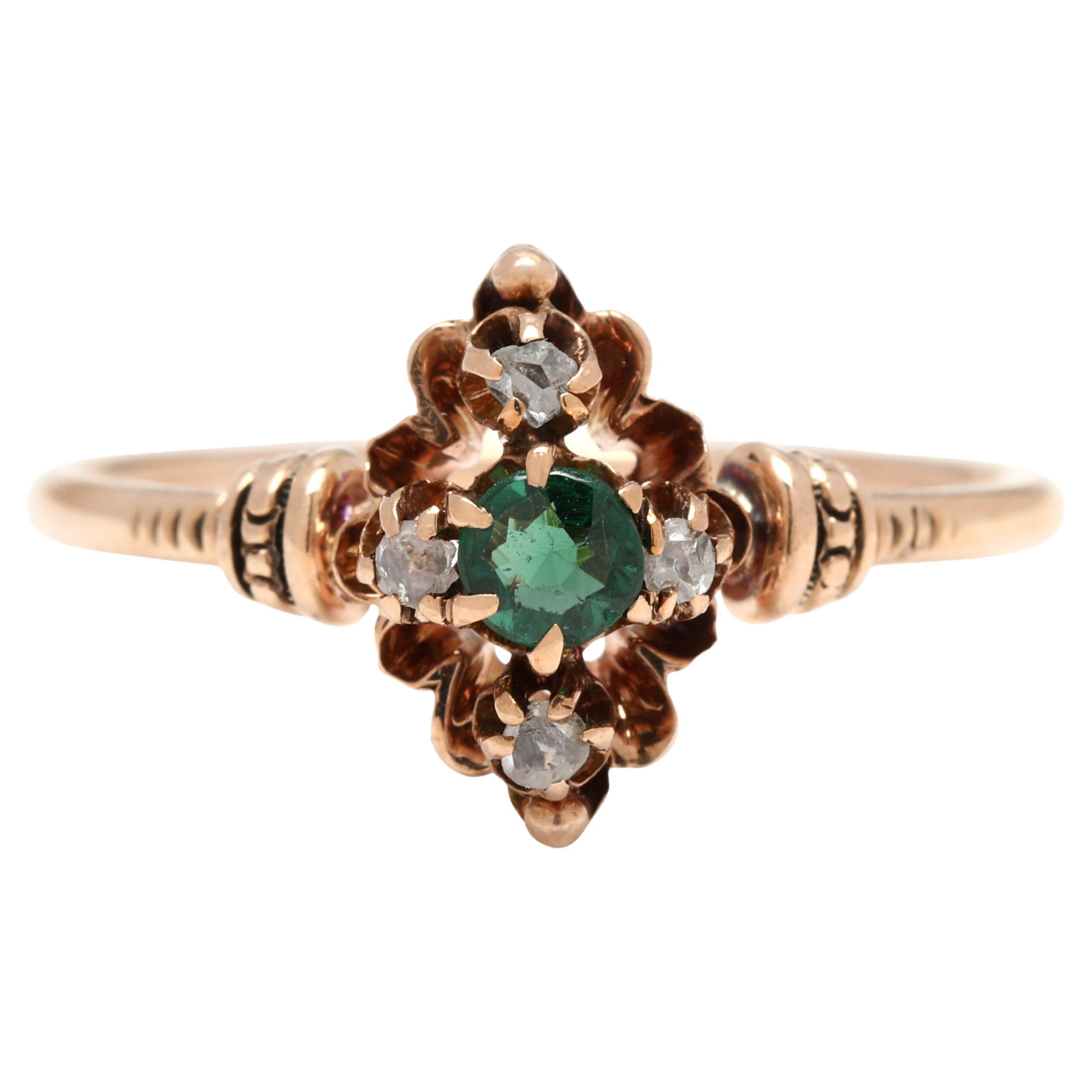 Antiker Granat und Glas Doublet Ring, 10k Gelbgold, Ringgröße 6.25 im Angebot