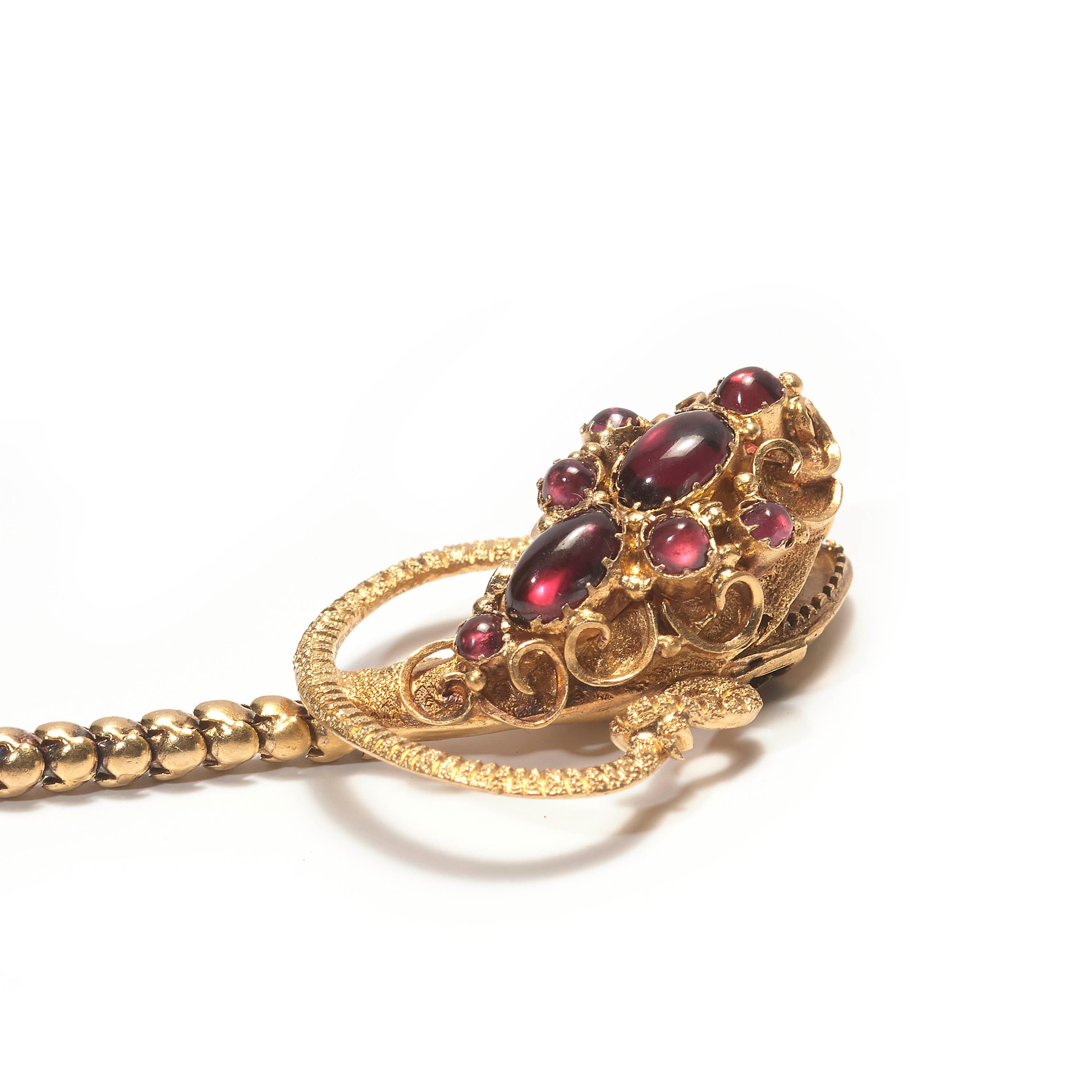 Antique Garnet and Gold Snake Necklace, Circa 1840 In Good Condition For Sale In London, GB