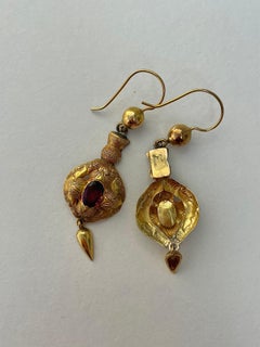 Antique Garnet and Gold Victorian Drop Earrings