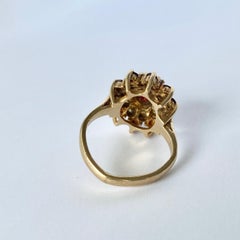 Antique Garnet and Opal 9 Carat Gold Cluster Panel Ring