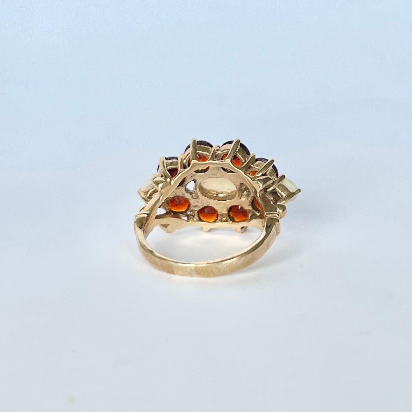vintage garnet and opal ring