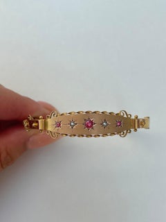 Antique Garnet and Pearl Star Bangle in Gold