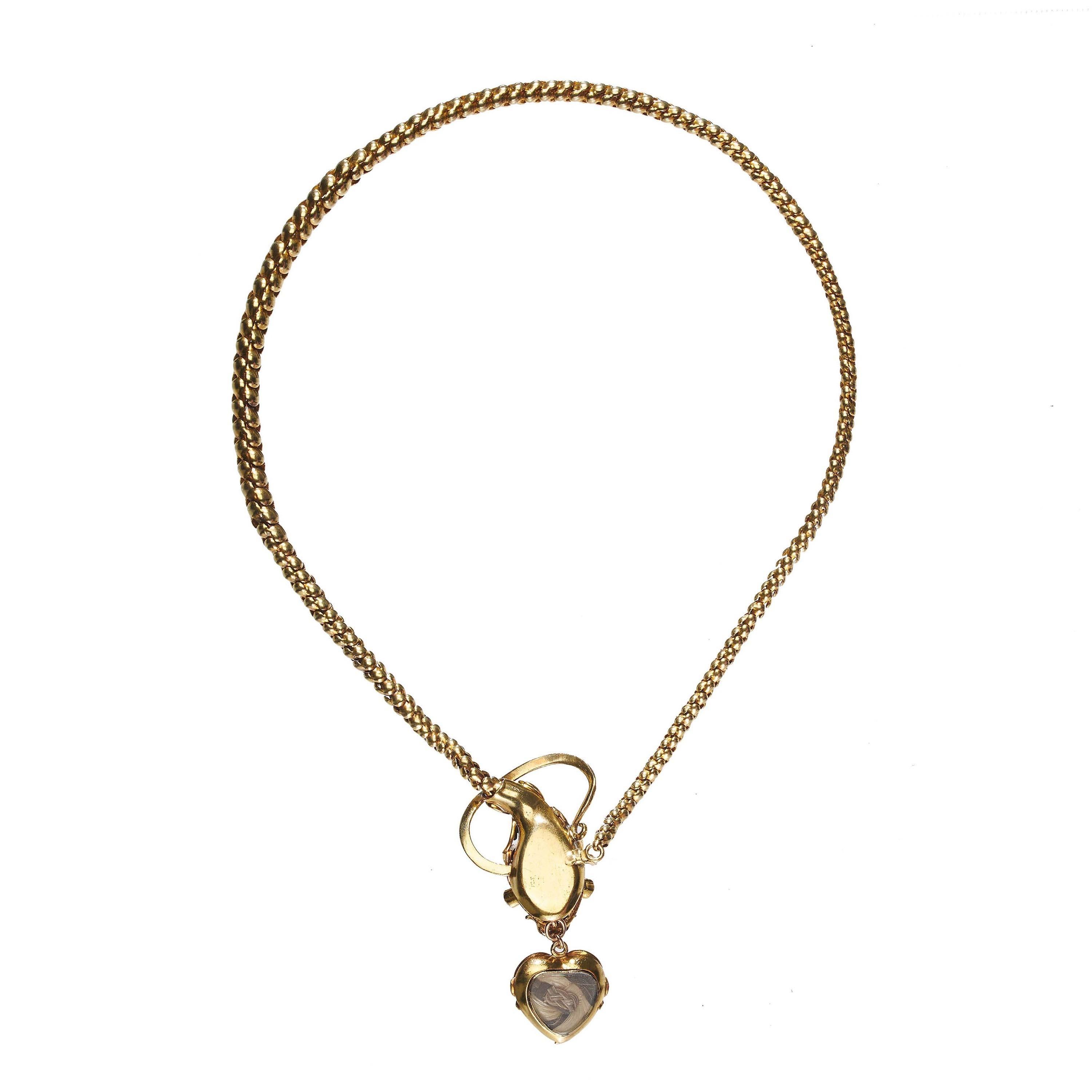 Début de l'époque victorienne Collier serpent ancien en grenat, béryl et or, c. 1840 en vente