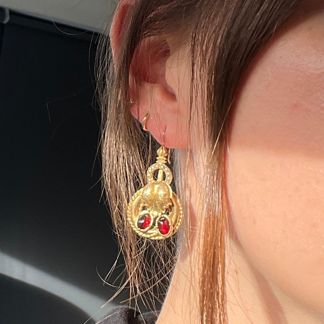 garnet cabochon earrings