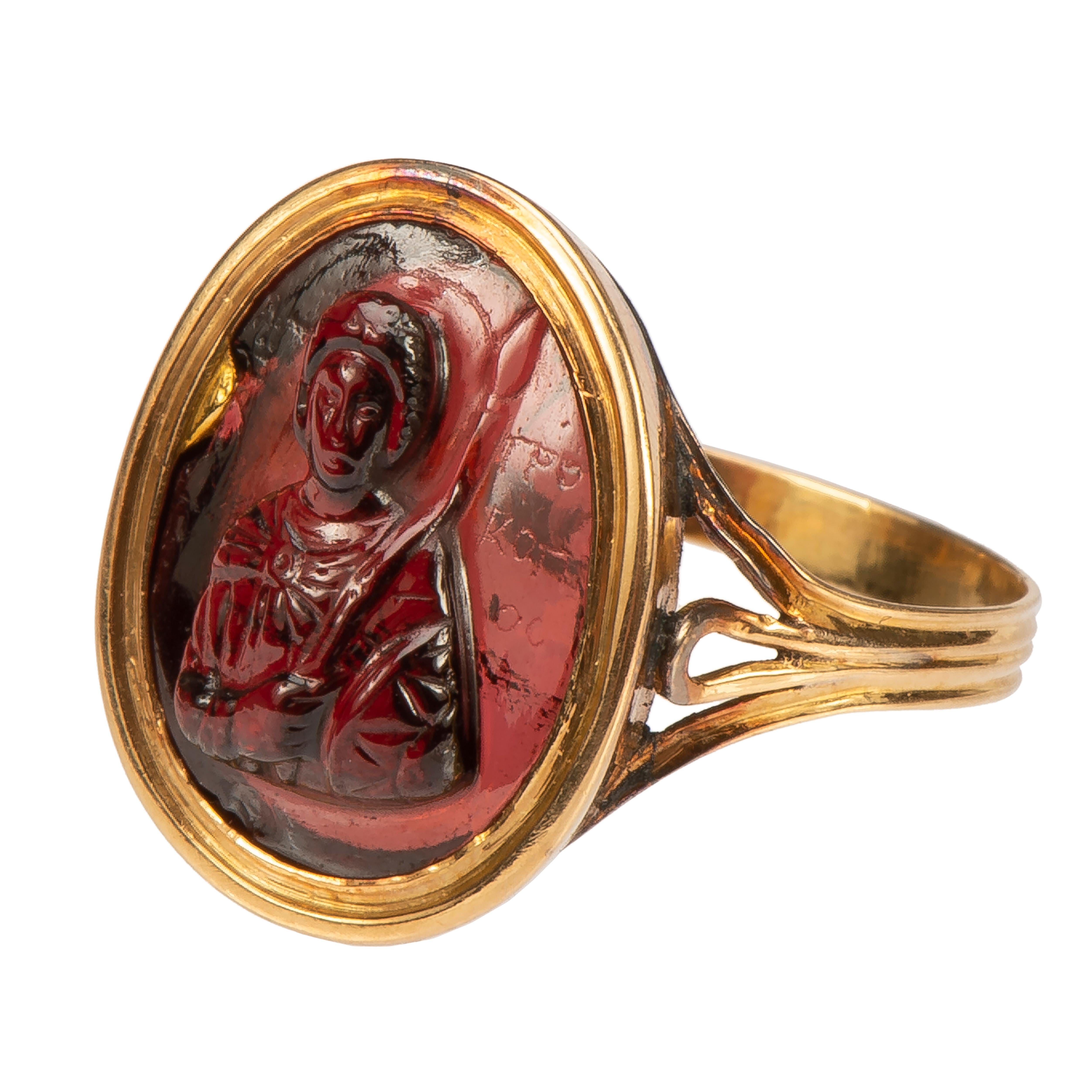 Byzantine Antique Garnet Cameo Ring