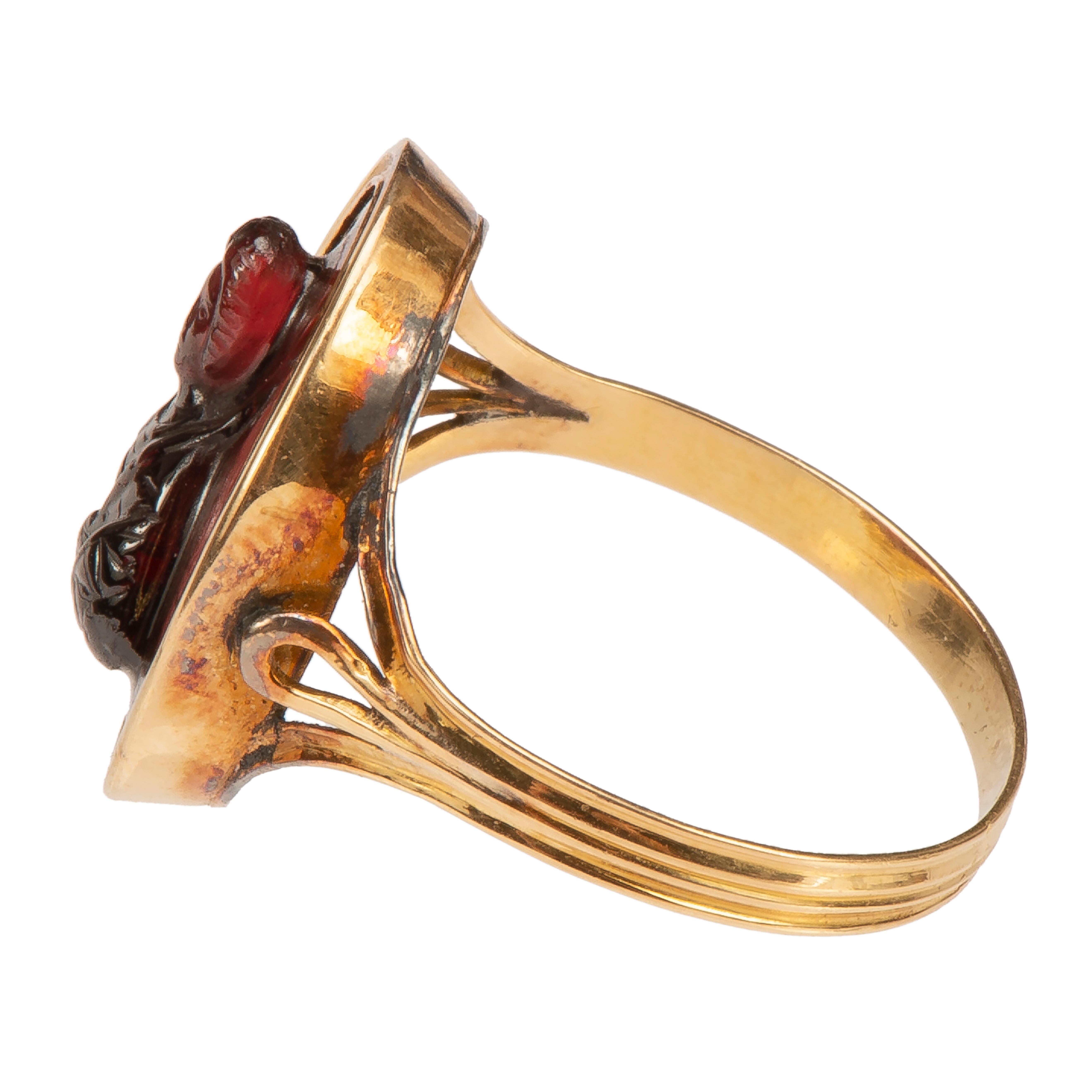 Mixed Cut Antique Garnet Cameo Ring