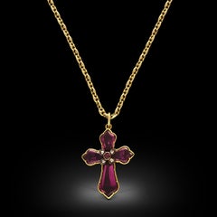 Antique Garnet & Diamond Cross Pendant circa 1880