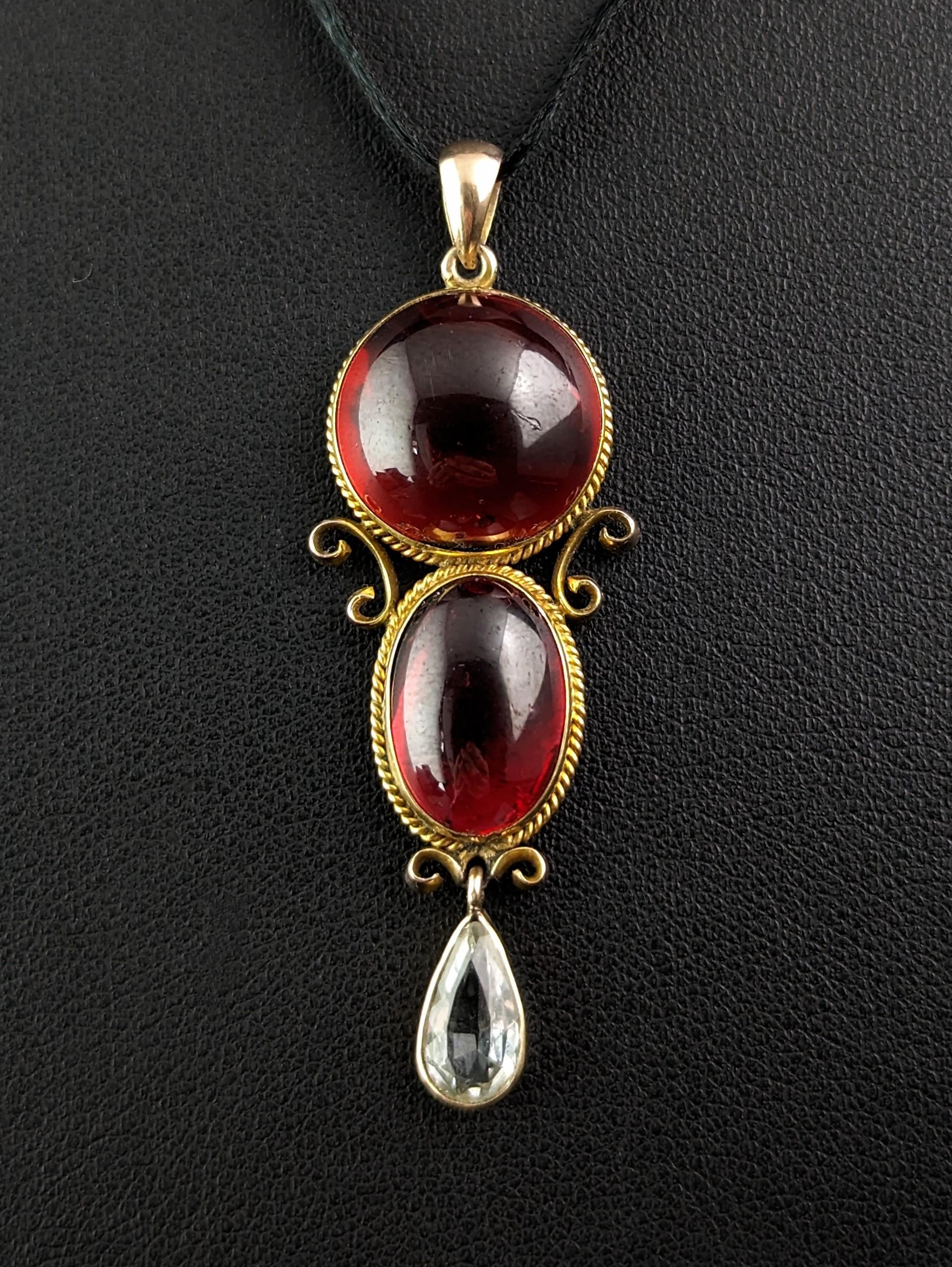 This antique foiled back Cabochon Garnet pendant is the epitome of Victorian beauty in jewellery.

The rich colours and elegant styling give this piece a real luxe feel and and I don't know about you but it is hard to resist such juicy cabochon