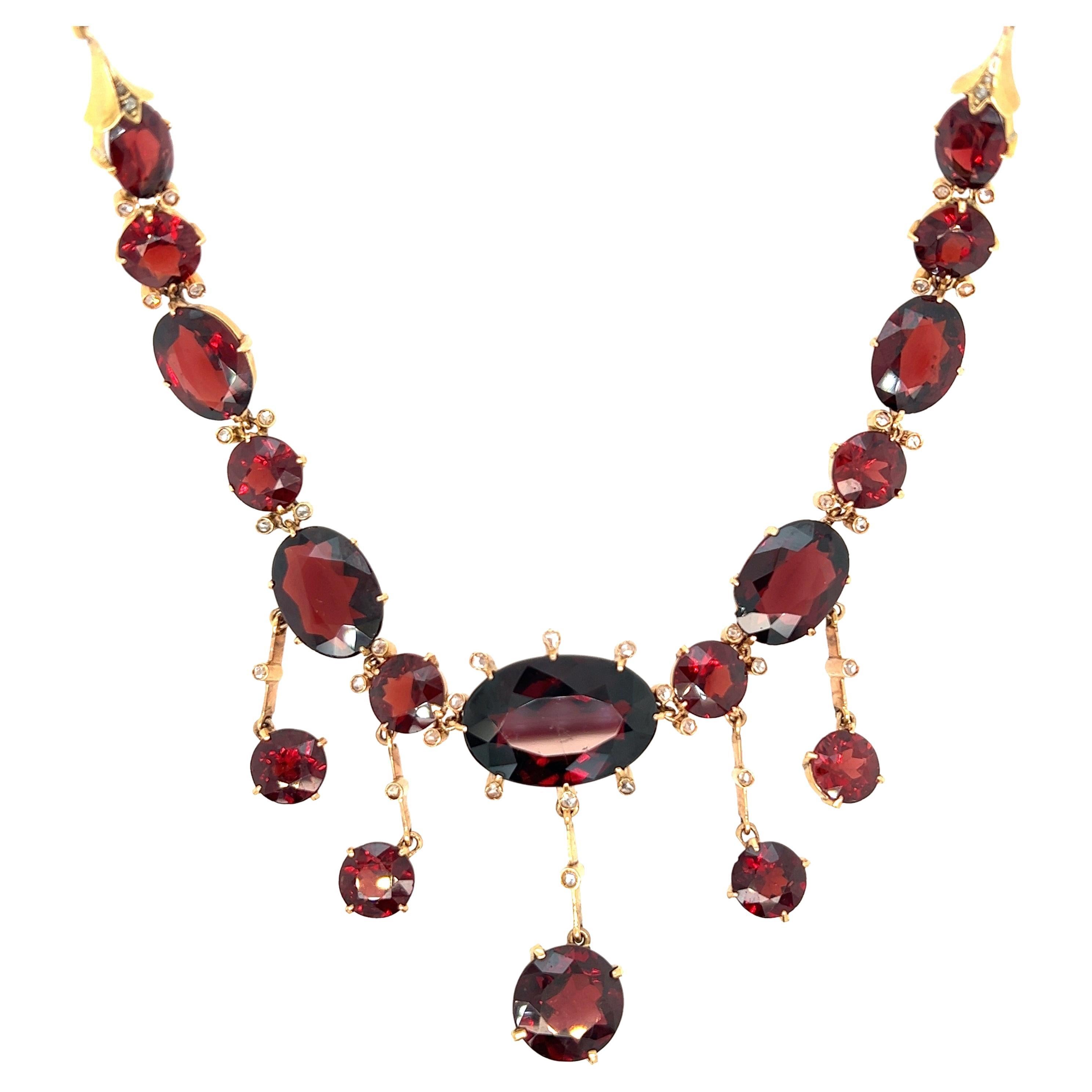Antique Garnet Gold Necklace