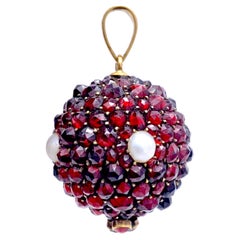 Antique Garnet Pearl Gold Pendant