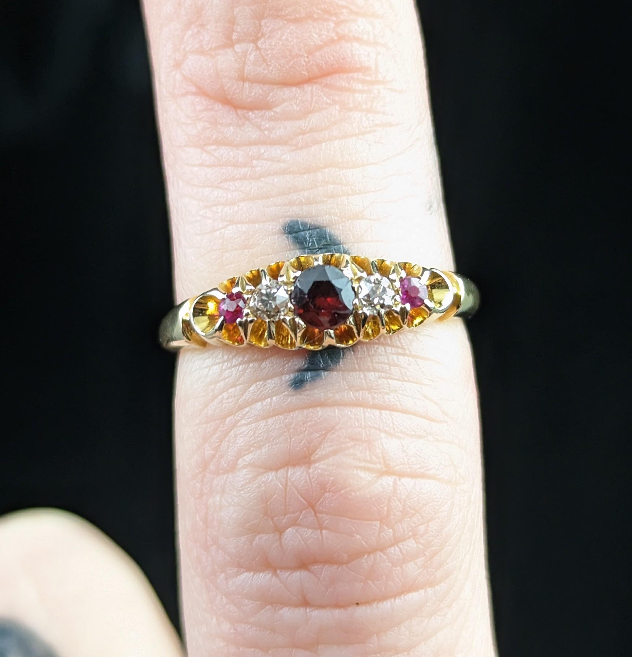 Antique Garnet, Ruby and Diamond Ring, 18ct Gold 5