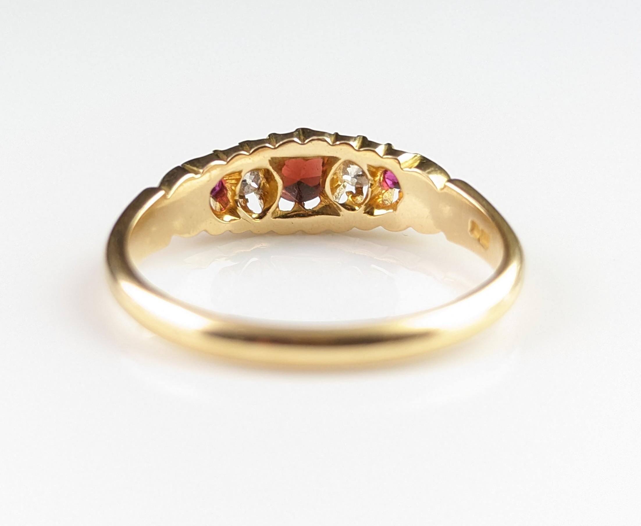 Antique Garnet, Ruby and Diamond Ring, 18ct Gold 11