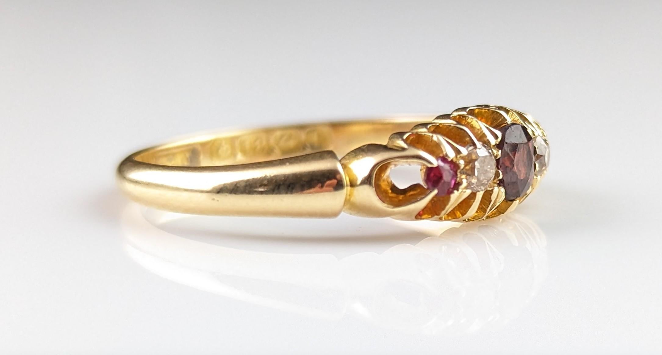 Antique Garnet, Ruby and Diamond Ring, 18ct Gold 13