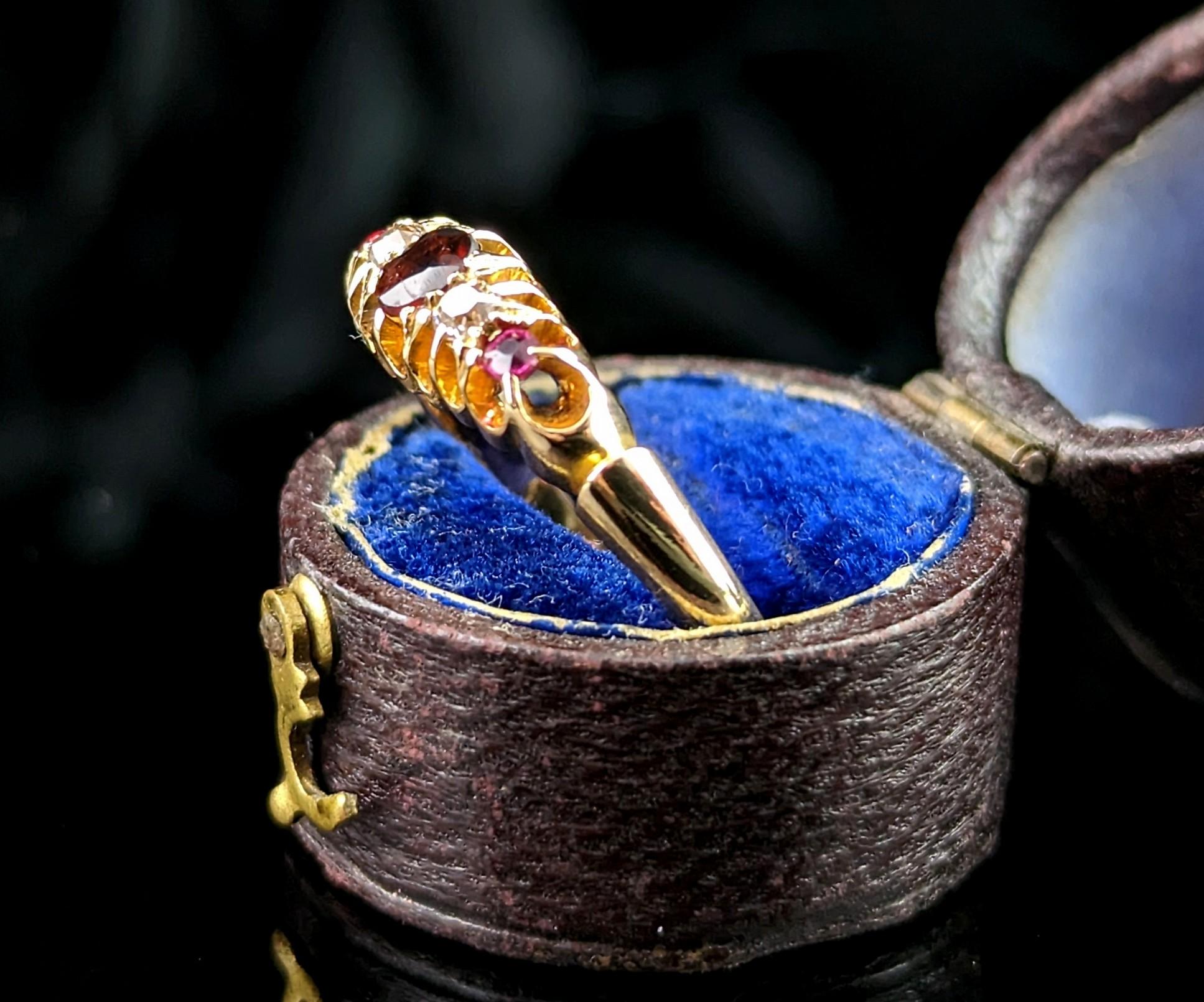 Edwardian Antique Garnet, Ruby and Diamond Ring, 18ct Gold