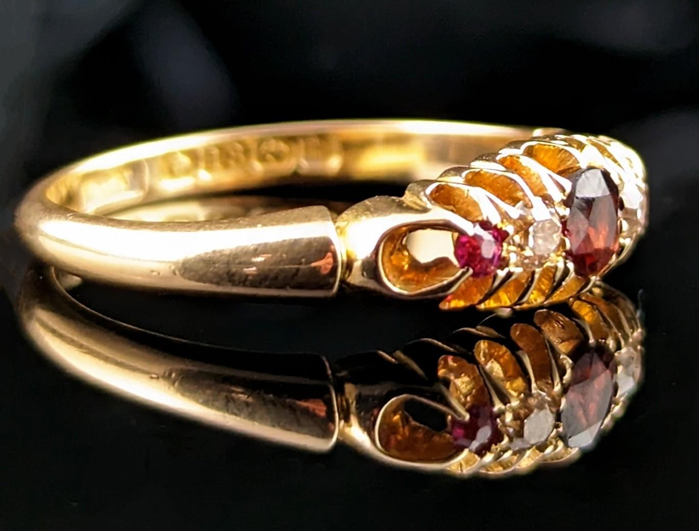Antique Garnet, Ruby and Diamond Ring, 18ct Gold 1