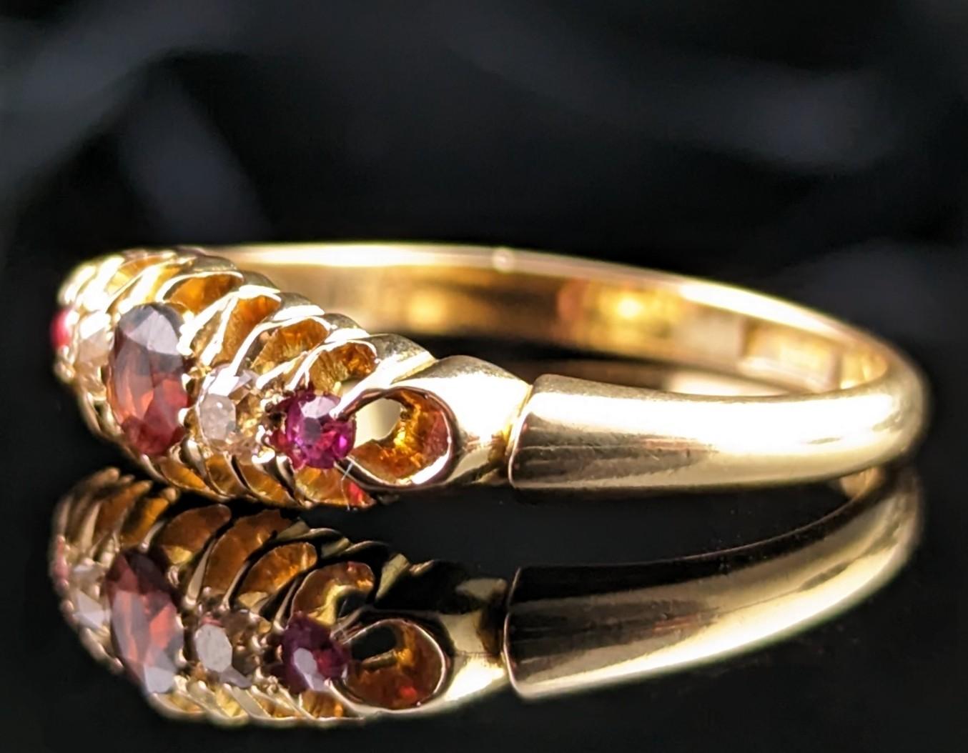 Antique Garnet, Ruby and Diamond Ring, 18ct Gold 2