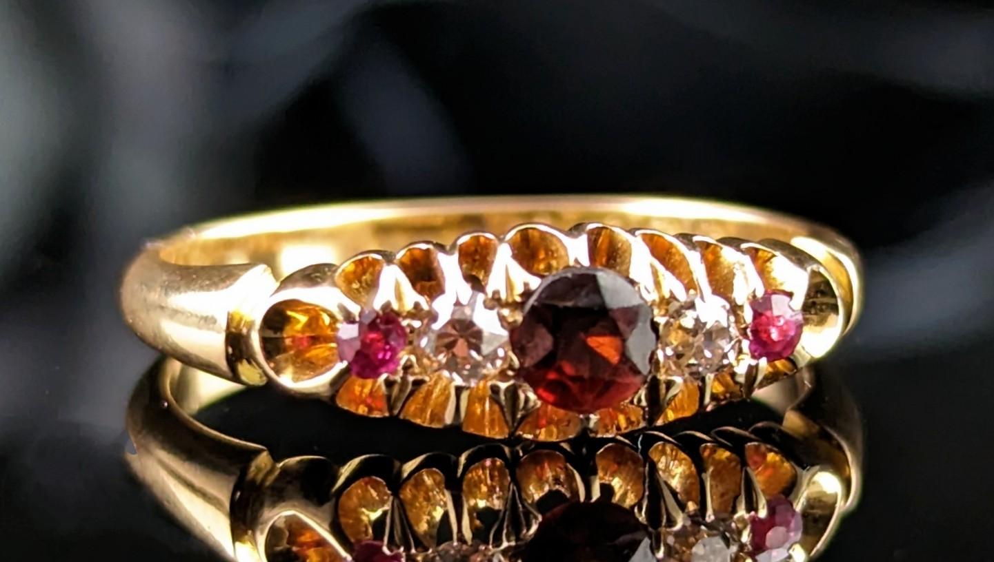 Antique Garnet, Ruby and Diamond Ring, 18ct Gold 3