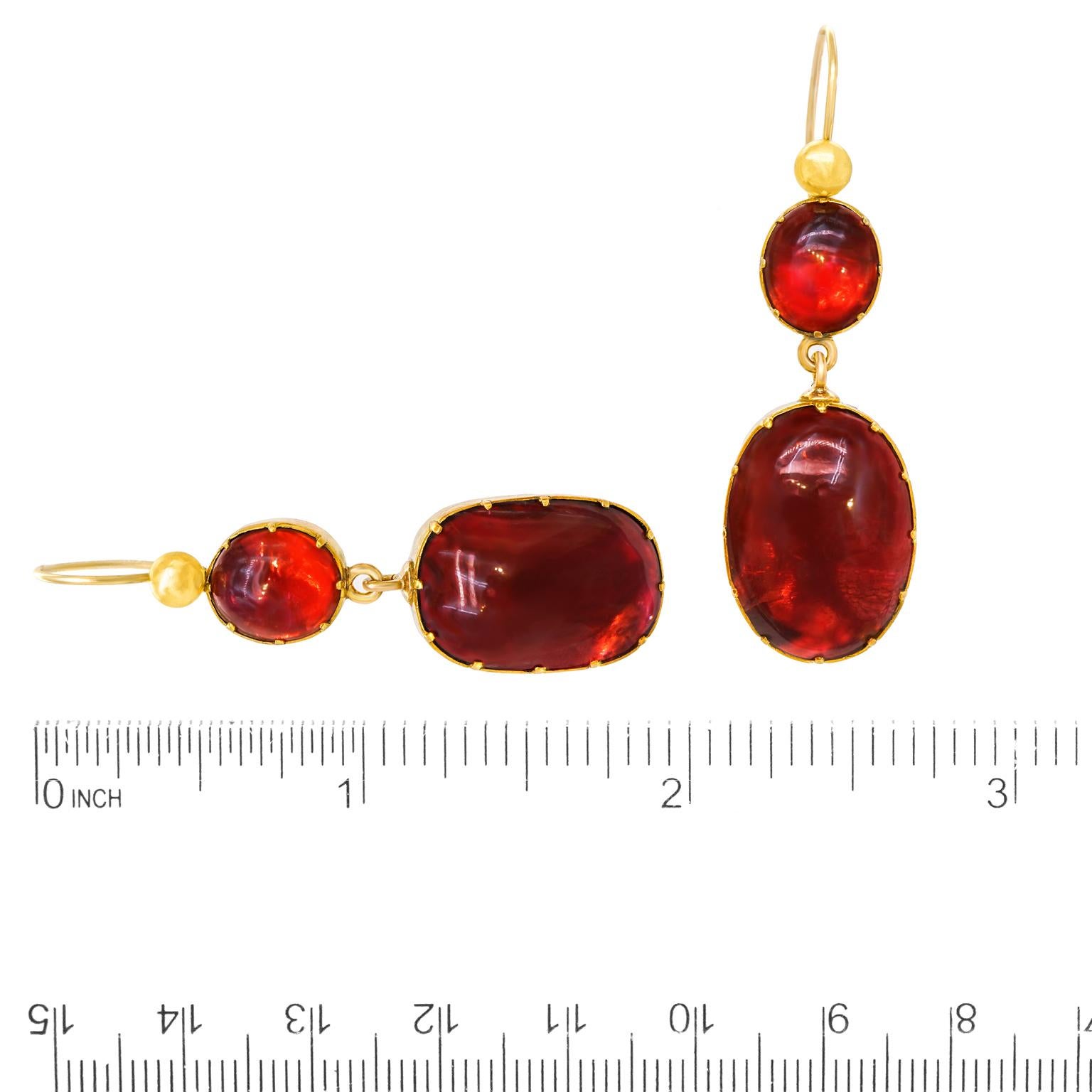 Victorian Antique Garnet-Set Gold Drop Earrings For Sale