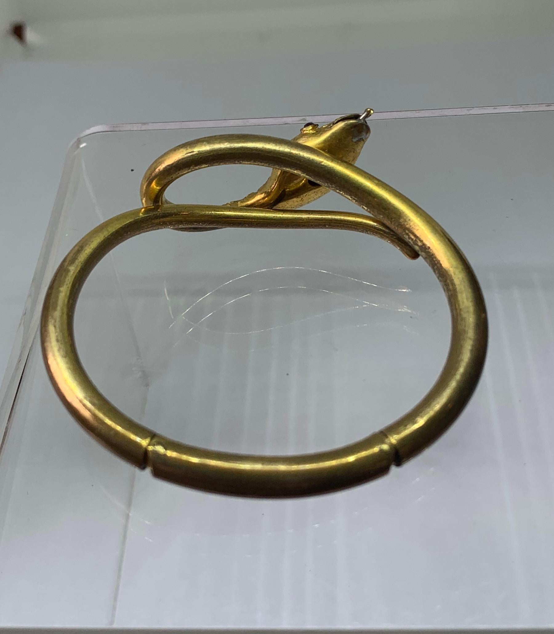 Antique Garnet Snake Bracelet Victorian Serpent Bangle circa 1850 For Sale 5
