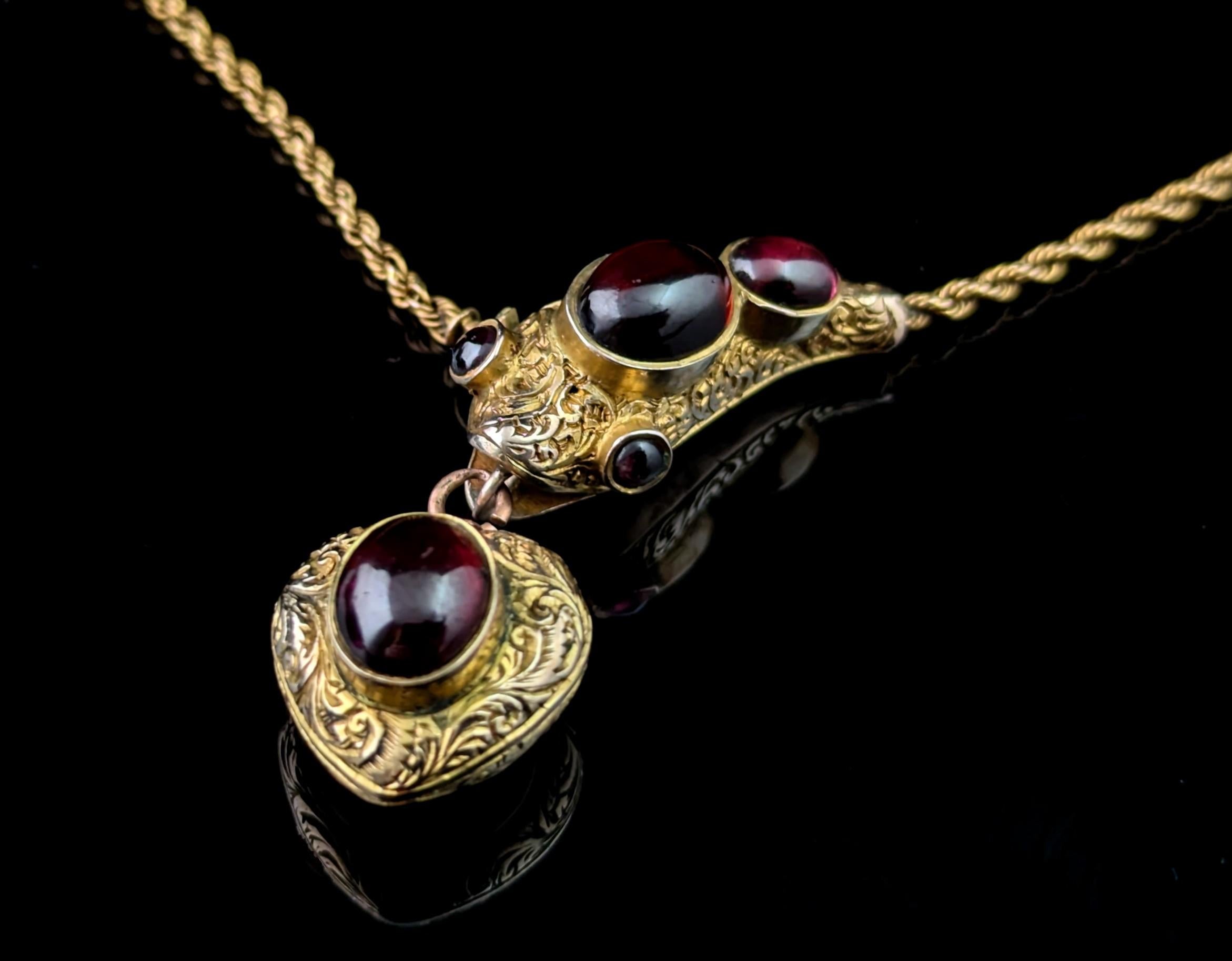 Antique Garnet Snake necklace, 15k gold, Victorian For Sale 6