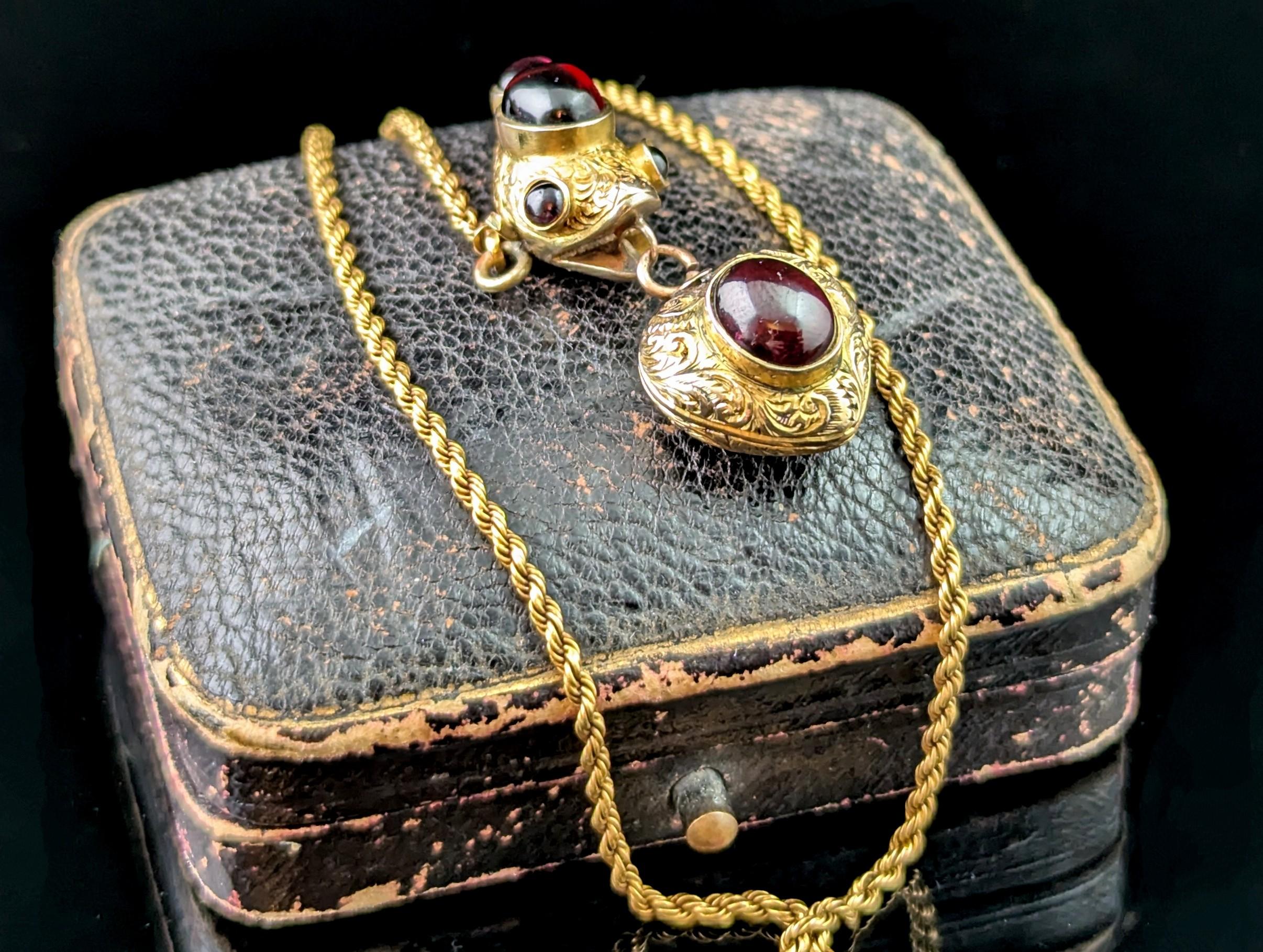 Antique Garnet Snake necklace, 15k gold, Victorian For Sale 8