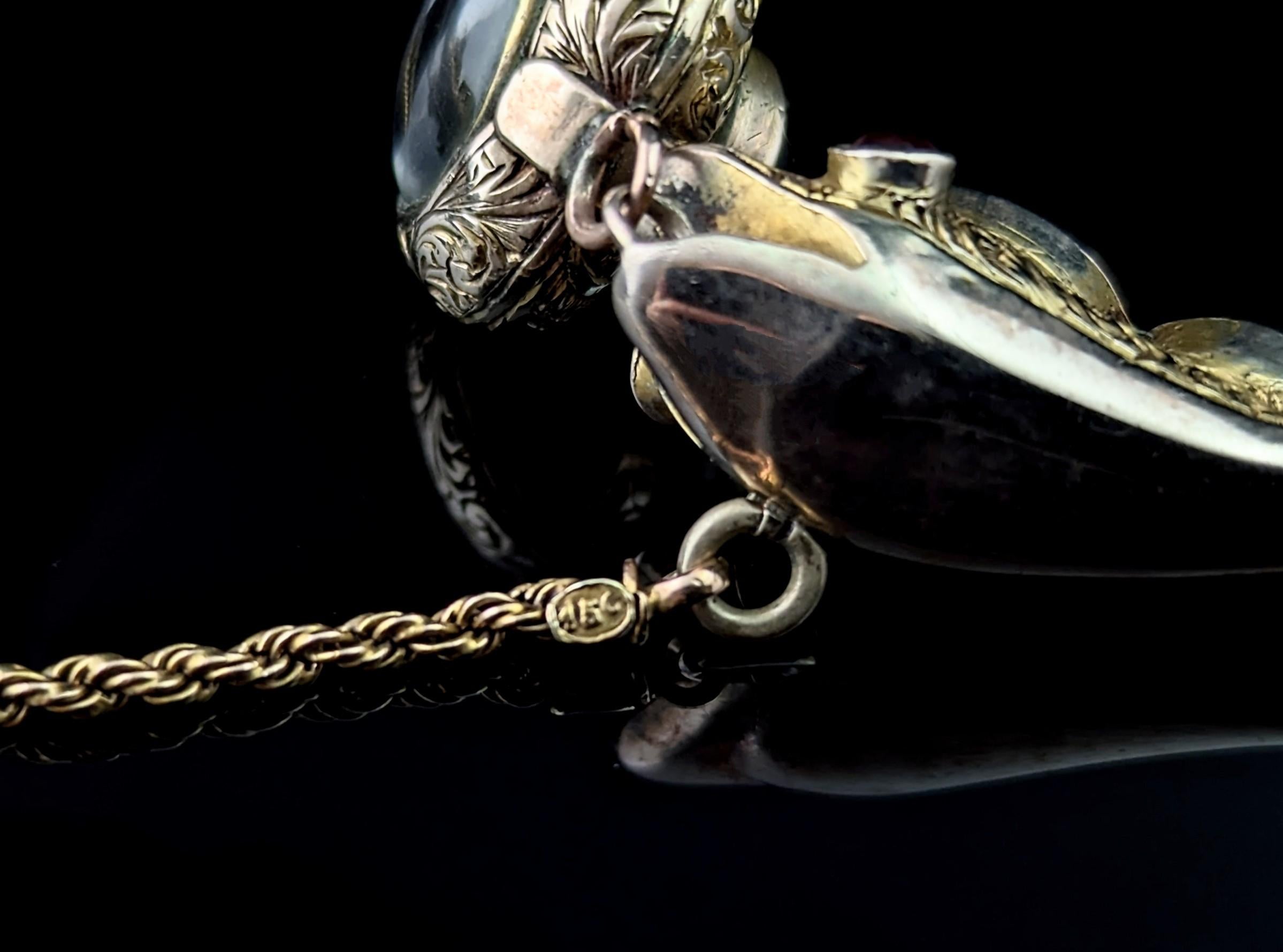 Antique Garnet Snake necklace, 15k gold, Victorian For Sale 3