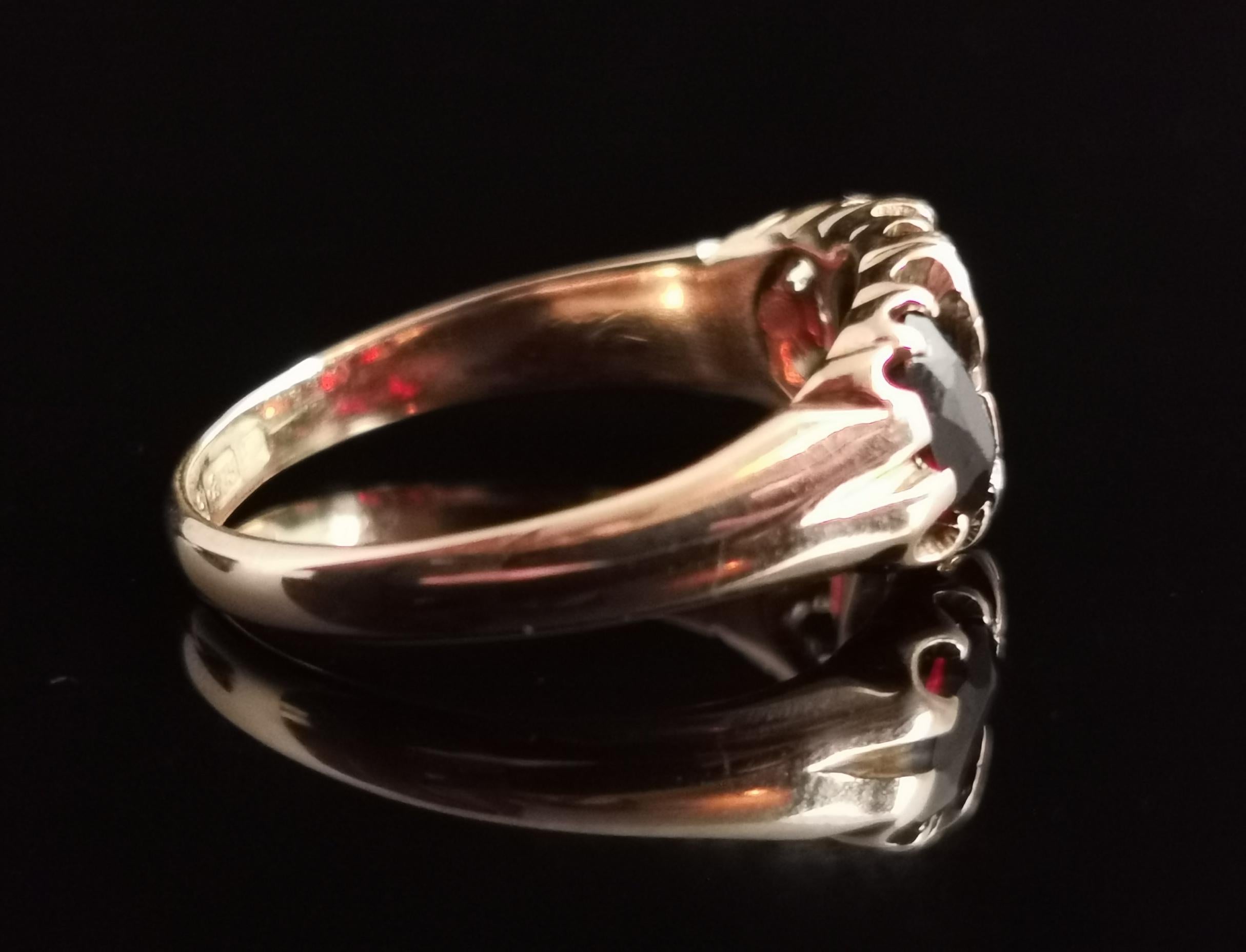 garnet 3 stone ring