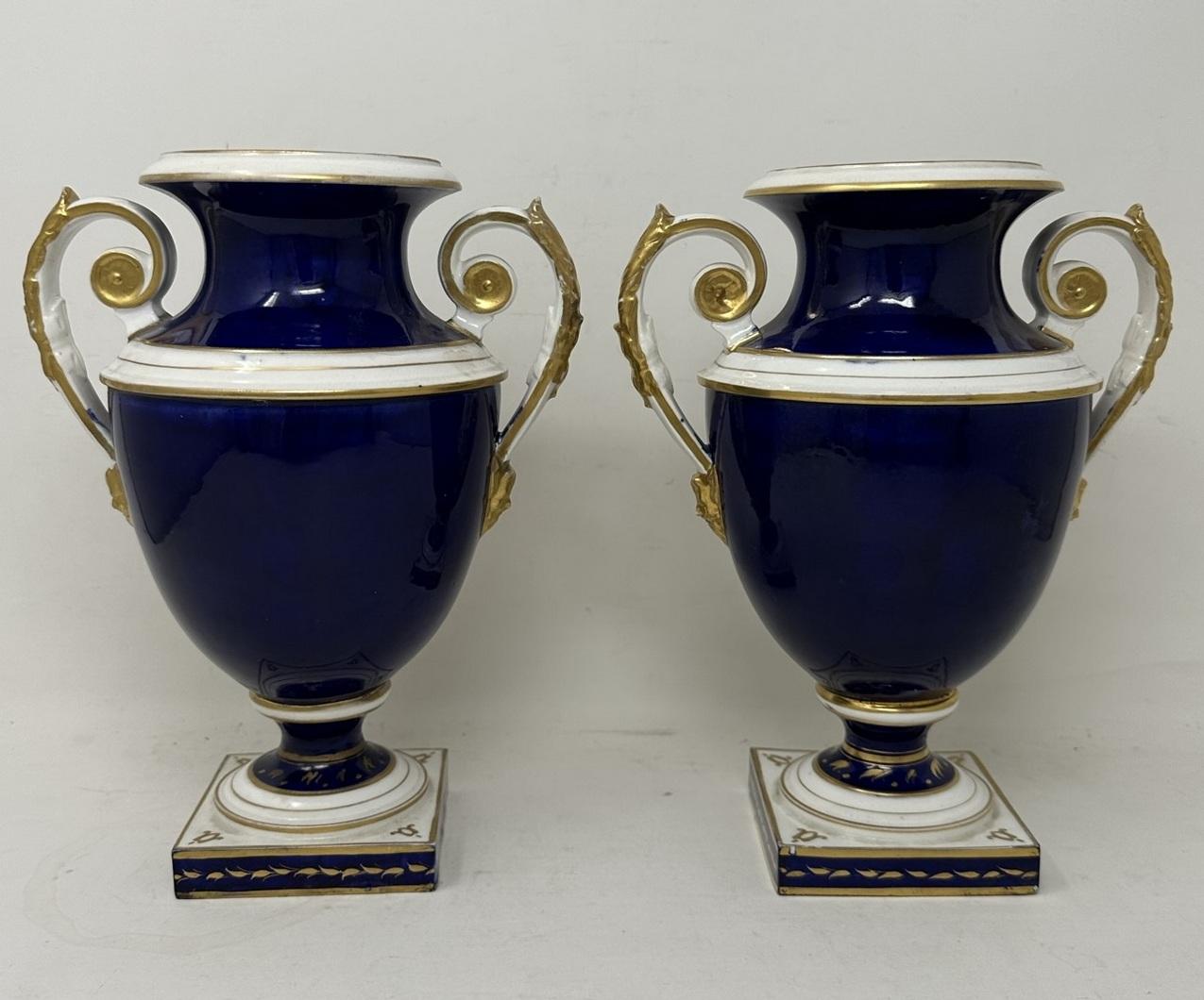 Antique Garniture English Royal Crown Derby Porcelain Vases by Thomas Steel 19C  For Sale 4
