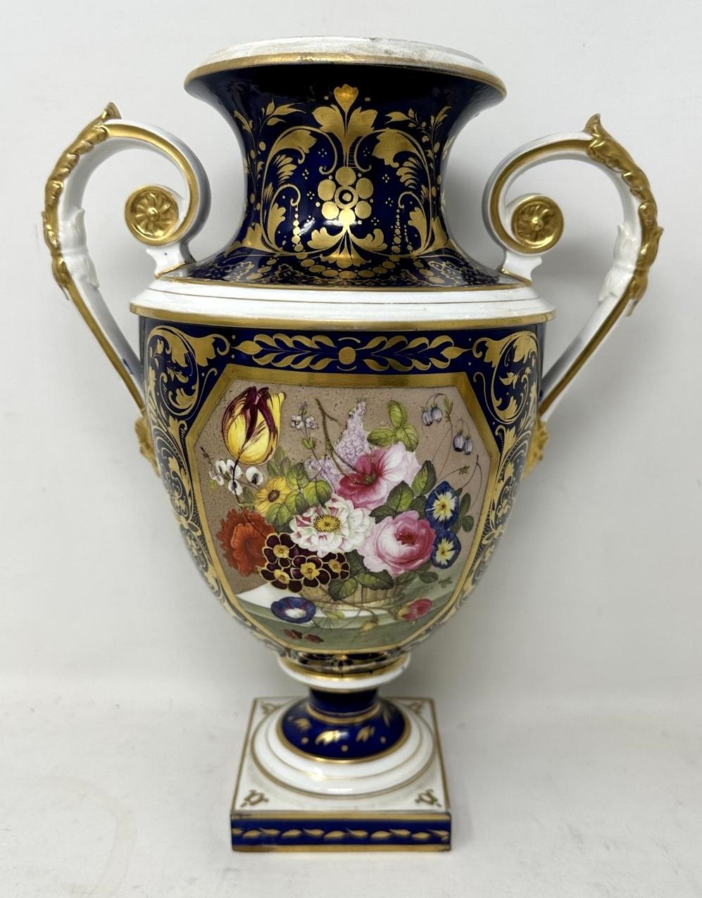 Ceramic Antique Garniture English Royal Crown Derby Porcelain Vases by Thomas Steel 19C  For Sale