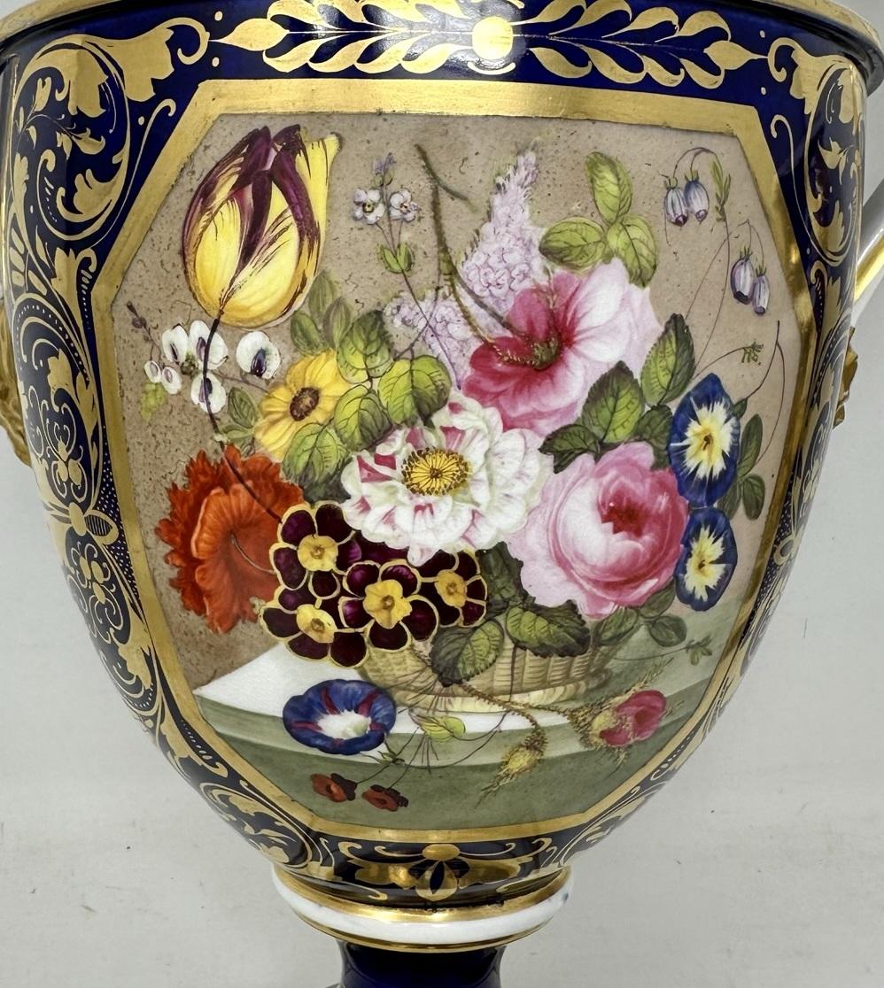 Antique Garniture English Royal Crown Derby Porcelain Vases by Thomas Steel 19C  For Sale 1