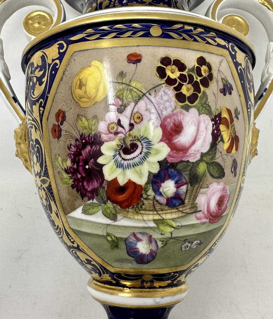 Antique Garniture English Royal Crown Derby Porcelain Vases by Thomas Steel 19C  For Sale 2