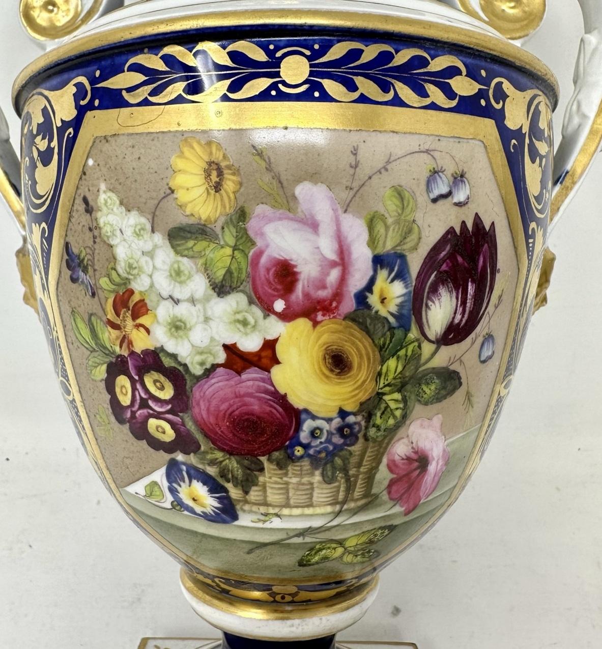 Antique Garniture English Royal Crown Derby Porcelain Vases by Thomas Steel 19C  For Sale 3