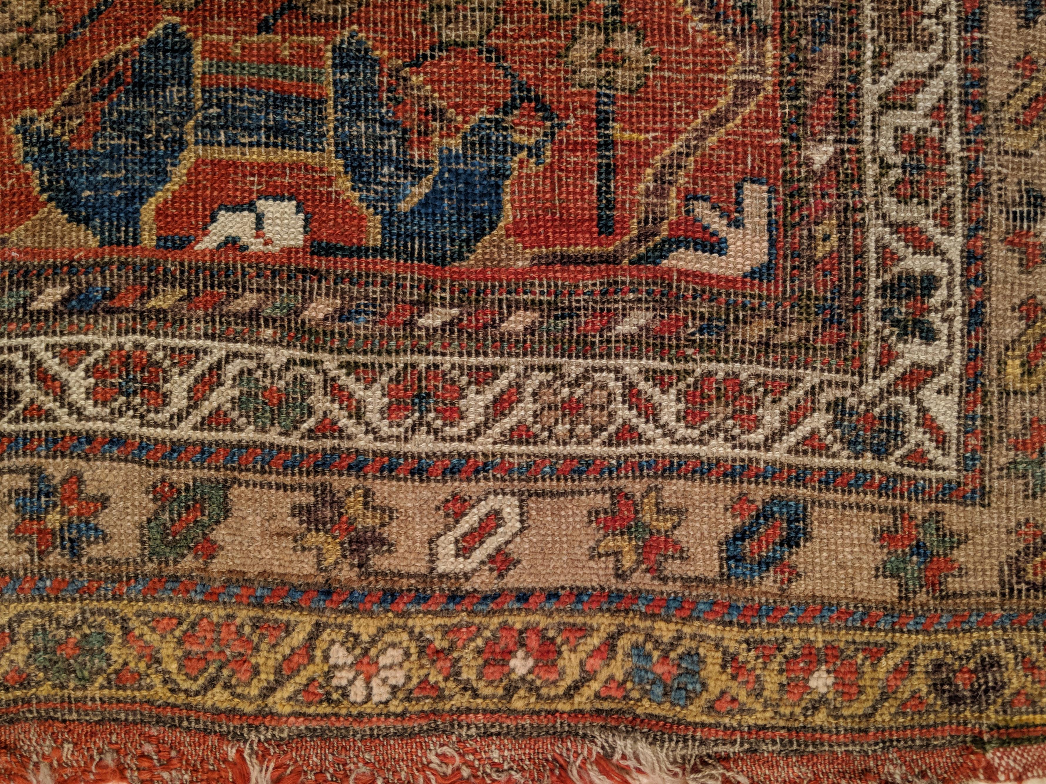 Antique Garrus Bijar Rug with Strapwork Split-Leaf Arabesques For Sale 3