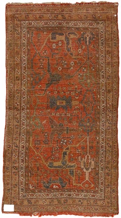 Antique Garrus Bijar Rug with Strapwork Split-Leaf Arabesques