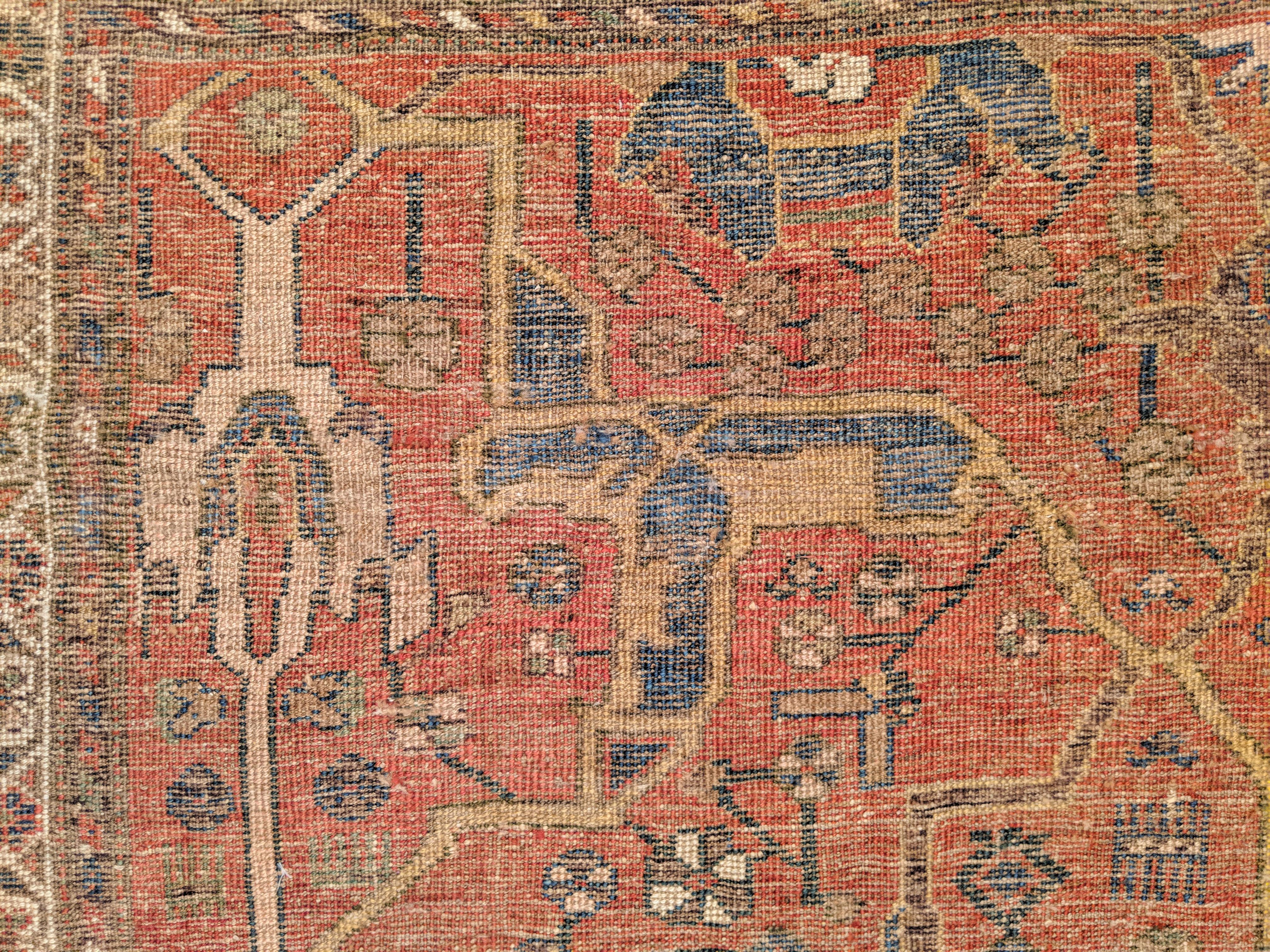 Azerbaijani Antique Garrus Bijar Rug with Strapwork Split-Leaf Arabesques For Sale