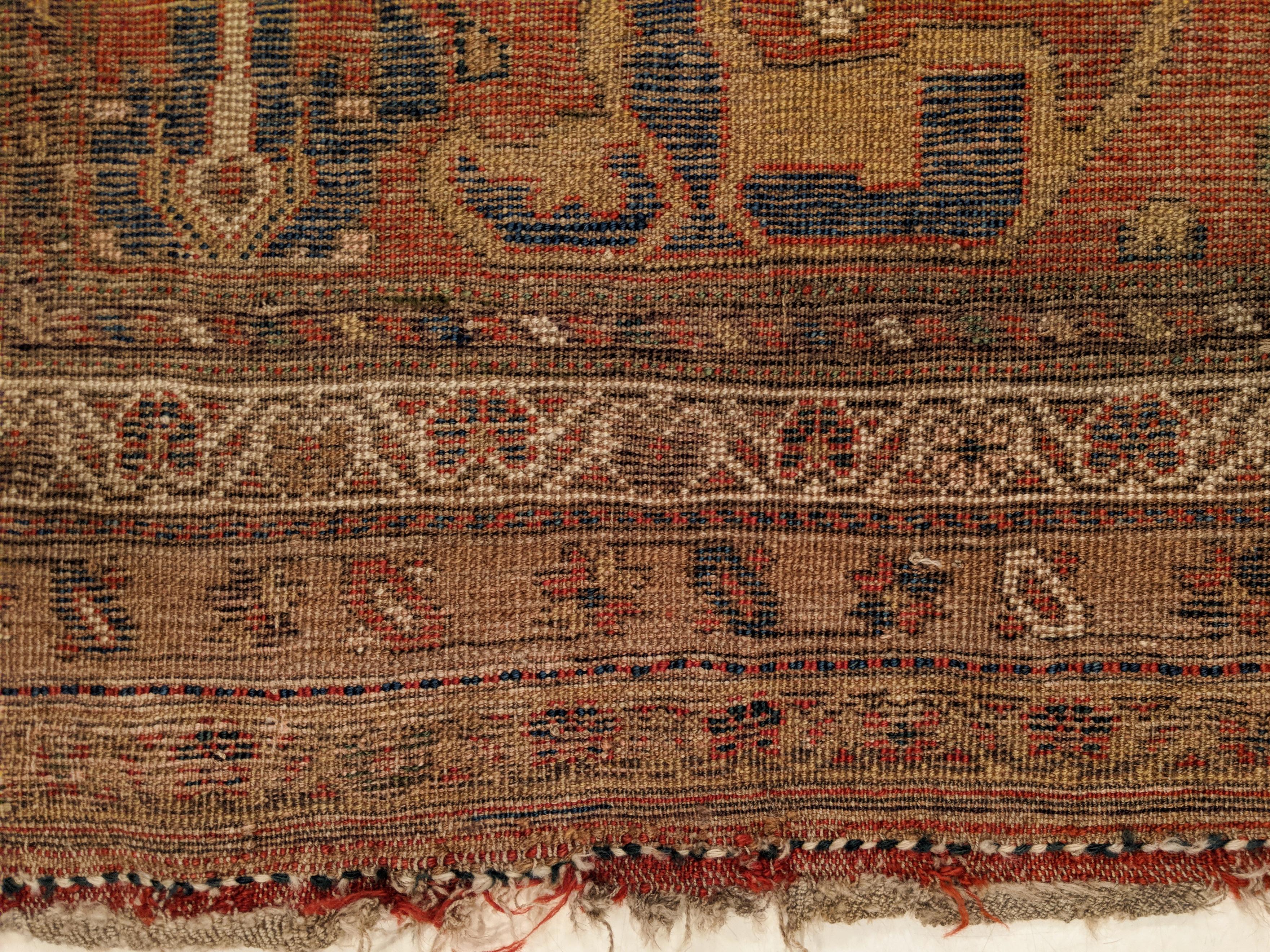 Hand-Knotted Antique Garrus Bijar Rug with Strapwork Split-Leaf Arabesques For Sale