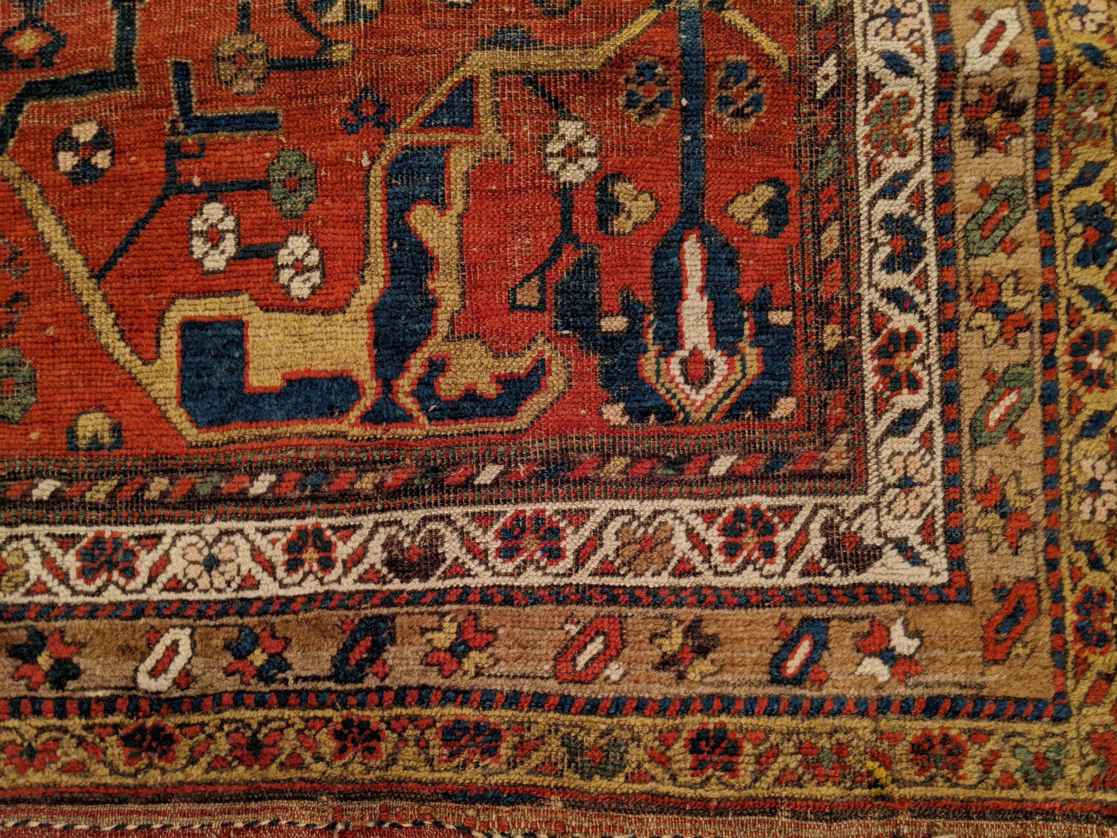 Late 19th Century Antique Garrus Bijar Rug with Strapwork Split-Leaf Arabesques For Sale