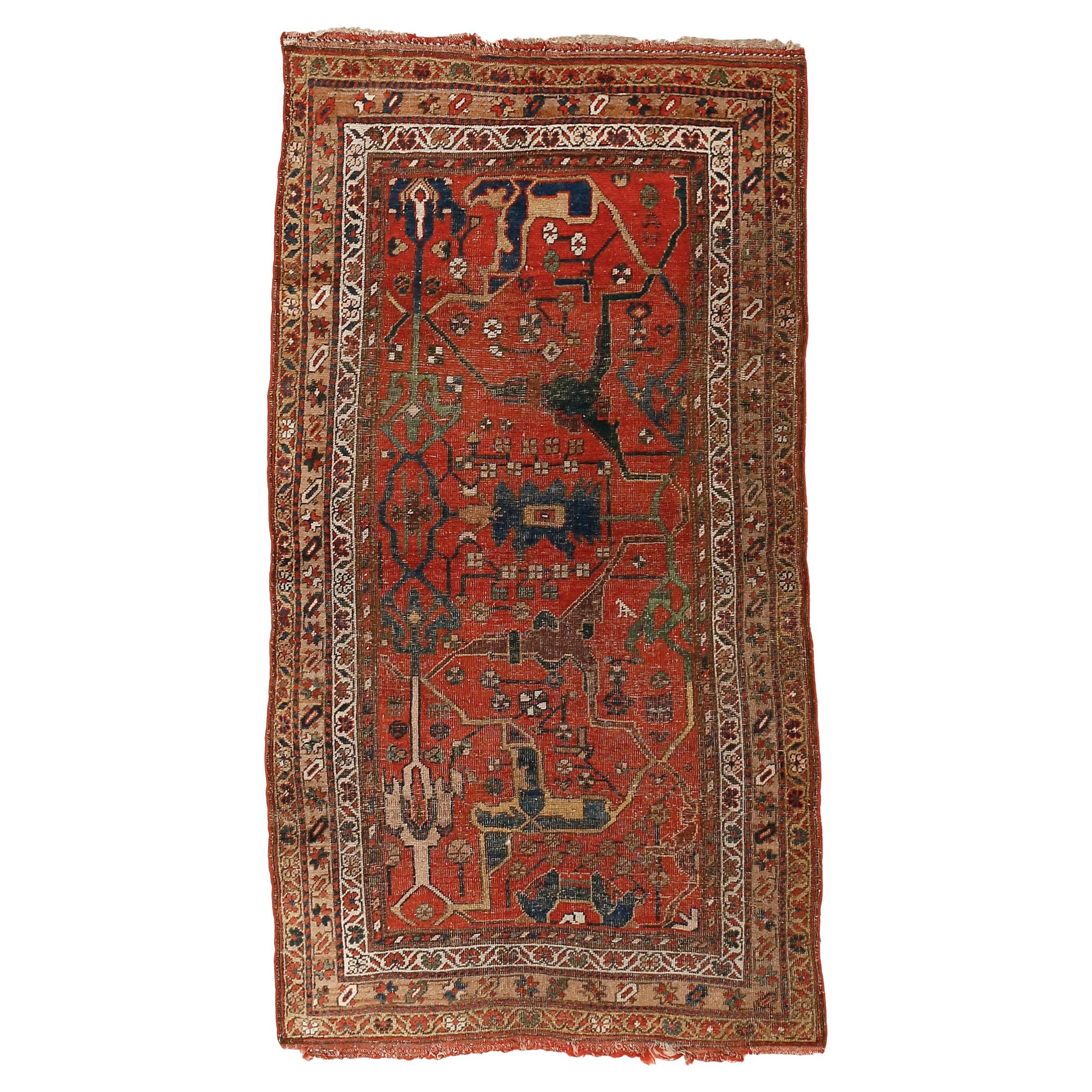 Antique Garrus Bijar Rug with Strapwork Split-Leaf Arabesques For Sale