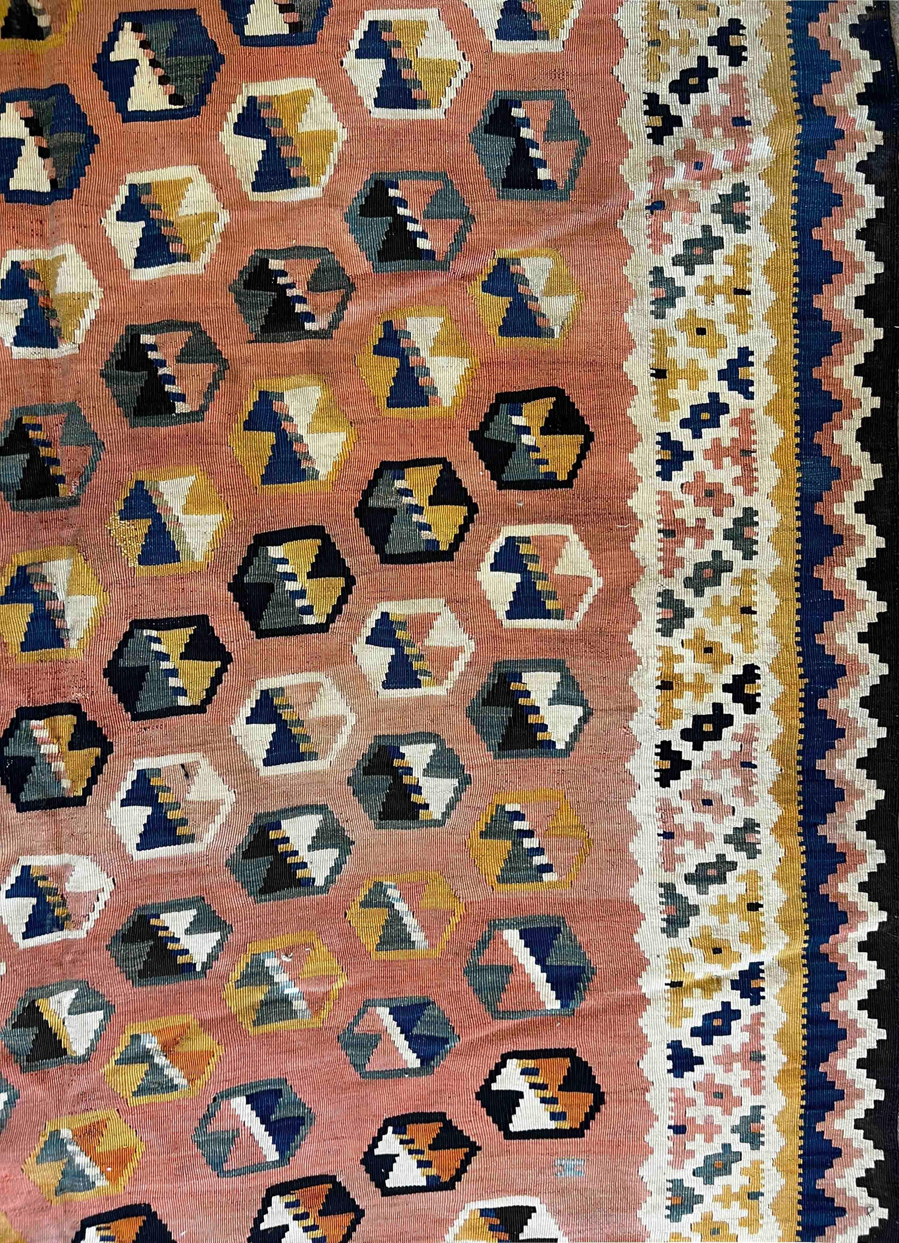 Tapis Kilim antique Gashgai en laine - N° 461 Excellent état - En vente à Paris, FR