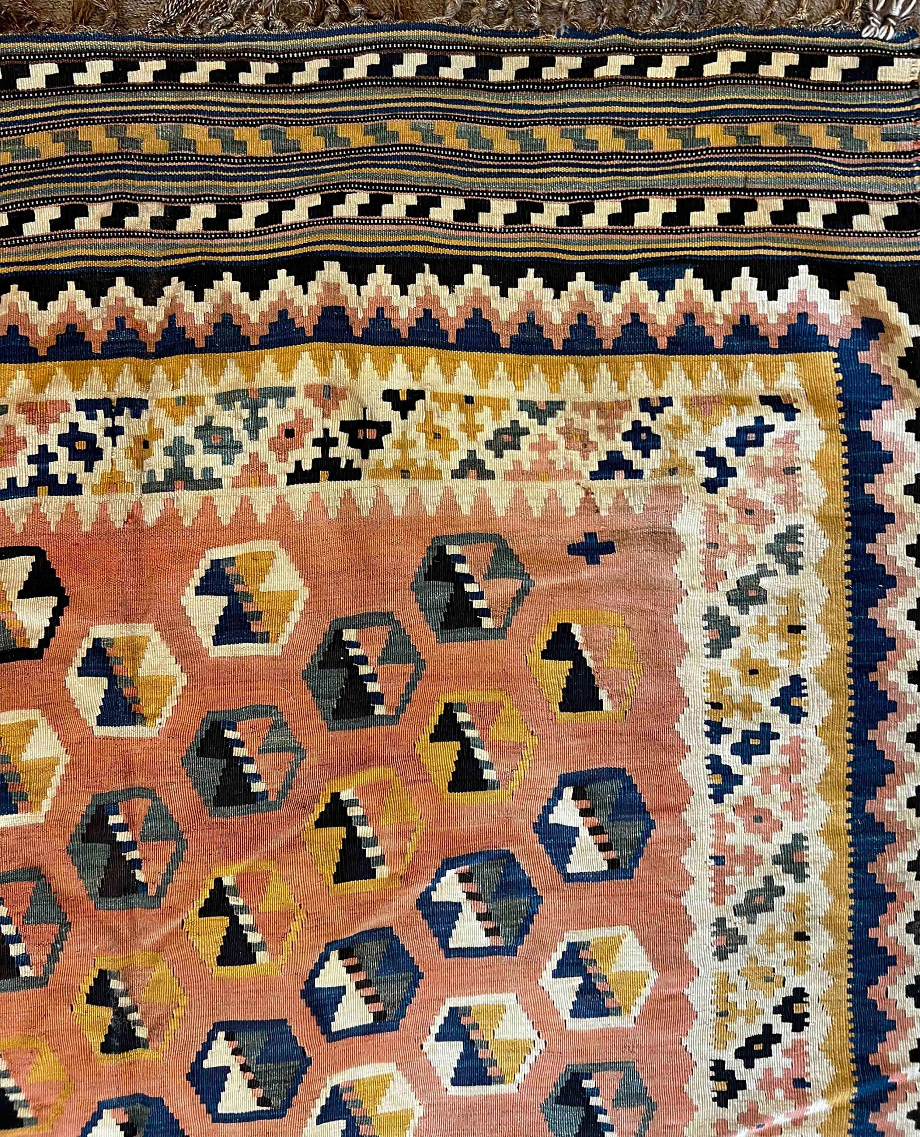 Début du 20ème siècle Tapis Kilim antique Gashgai en laine - N° 461 en vente