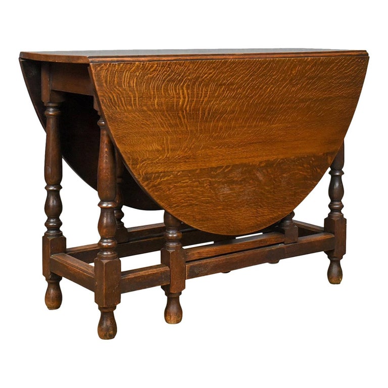 Antique Gate Leg Table, Edwardian, English, Oak, Country Kitchen, circa