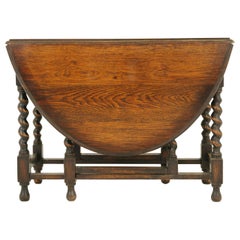 Antique Gateleg Table, Barley Twist, Drop-Leaf, Scotland 1920, B1387