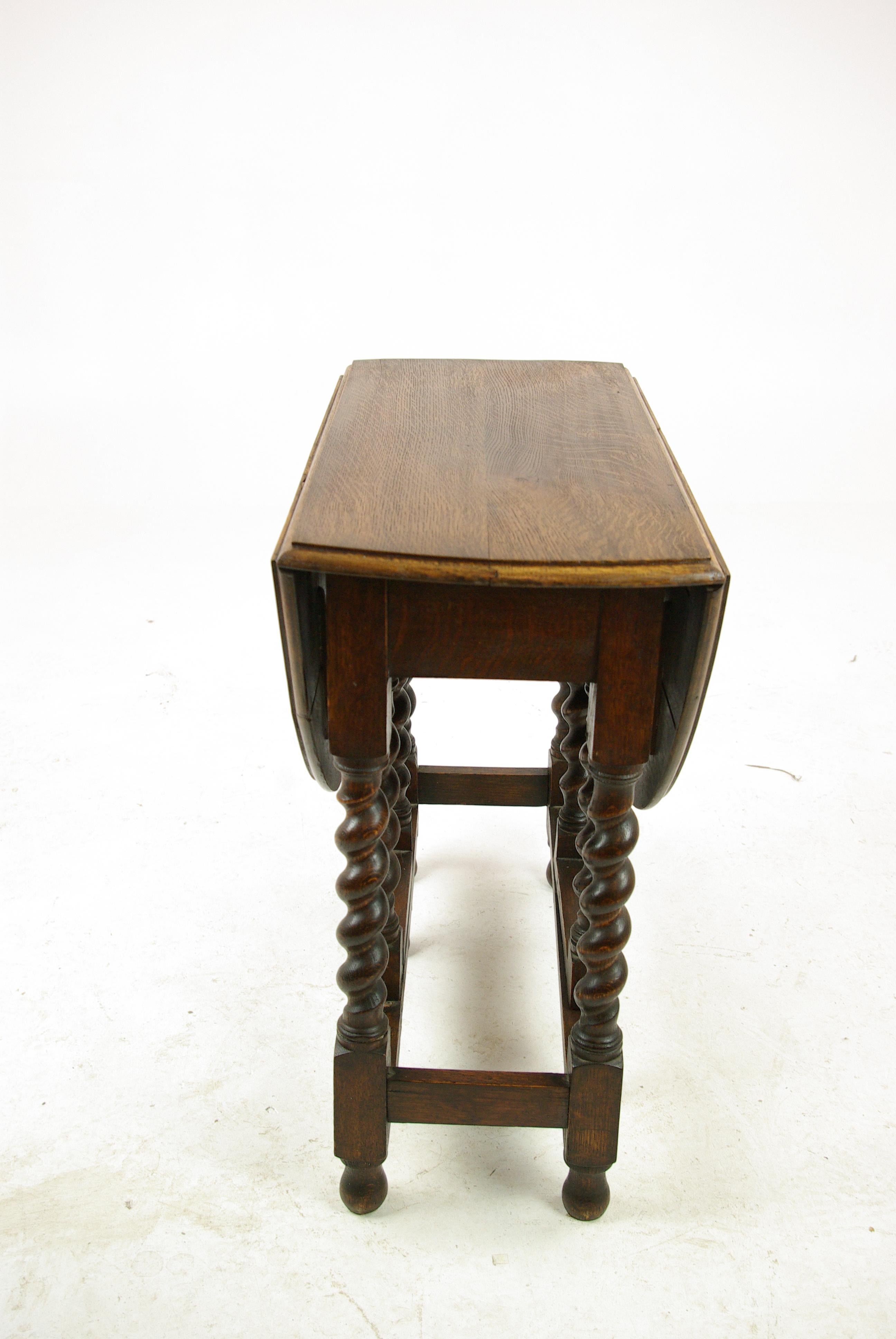 Antique Gateleg Table, Barley Twist Oval Drop-Leaf Table, Scotland ...