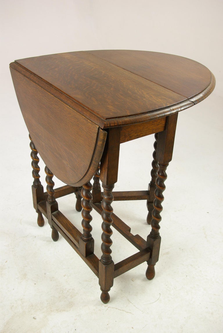 Antique Gateleg Table, Barley Twist Oval Drop Leaf Table, Scotland ...