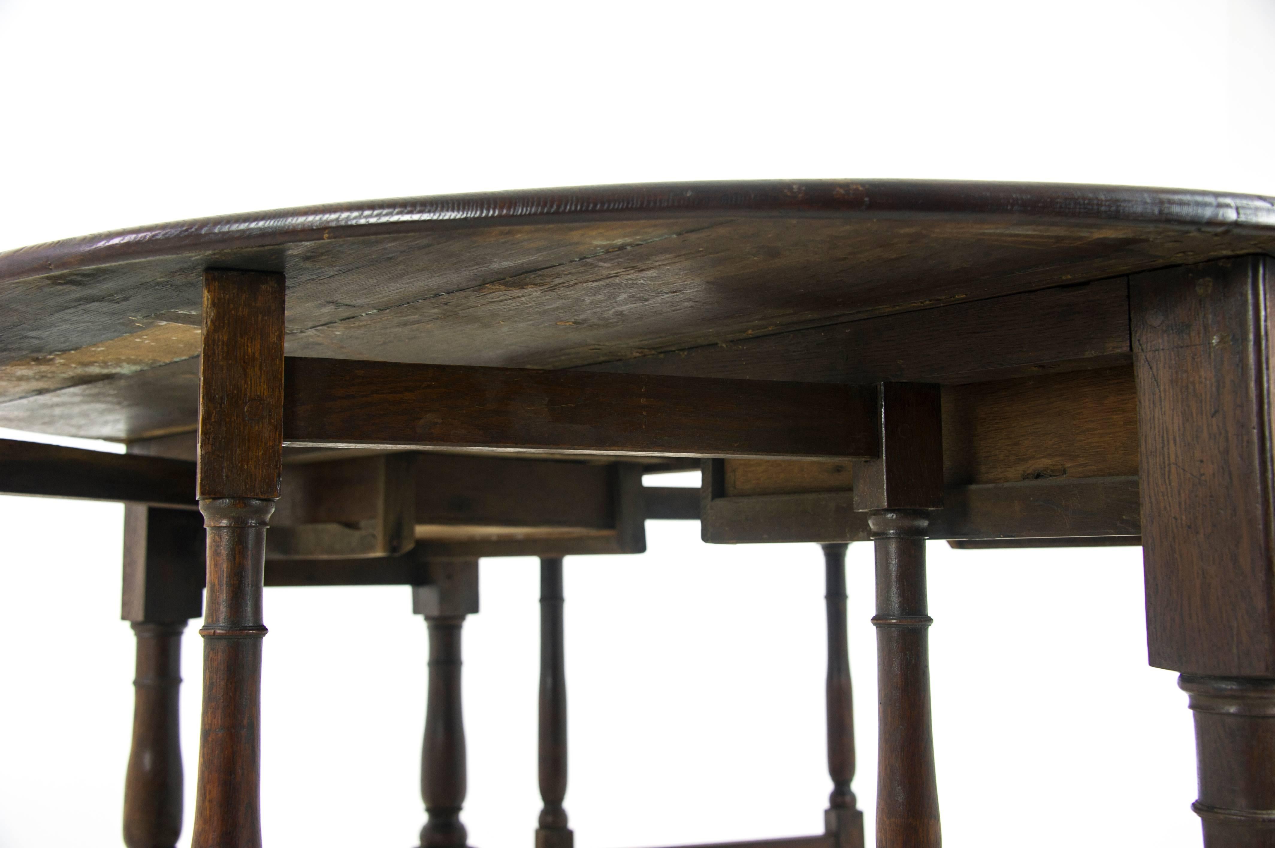 Early 19th Century Antique Gateleg Table, Drop-Leaf Table, Oak, Scotland 1800, B1031