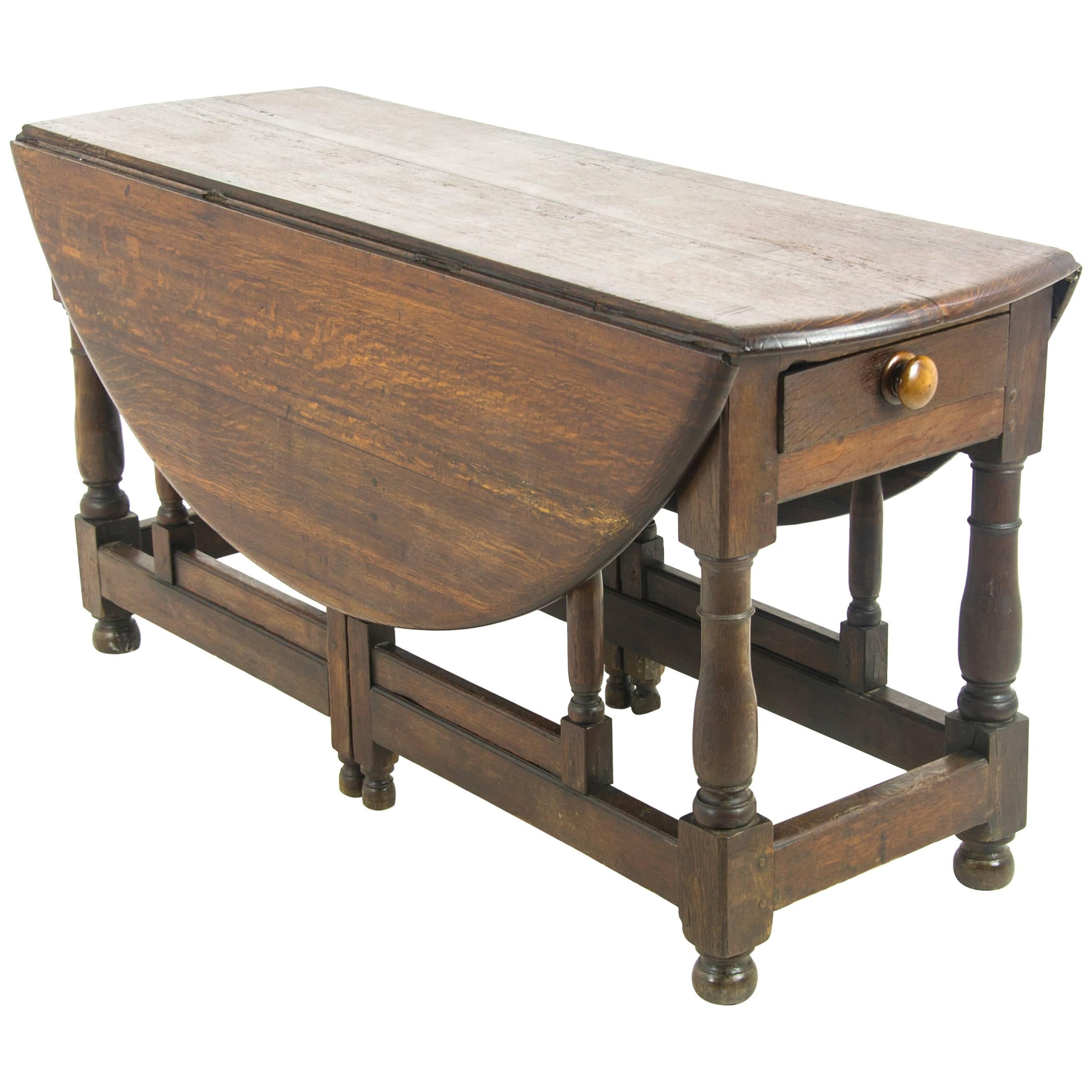 Antique Gateleg Table, Drop-Leaf Table, Oak, Scotland 1800, B1031