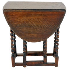 Antique Gateleg Table, Oak Barley Twist, Drop Leaf Table, Scotland 1910, B2532